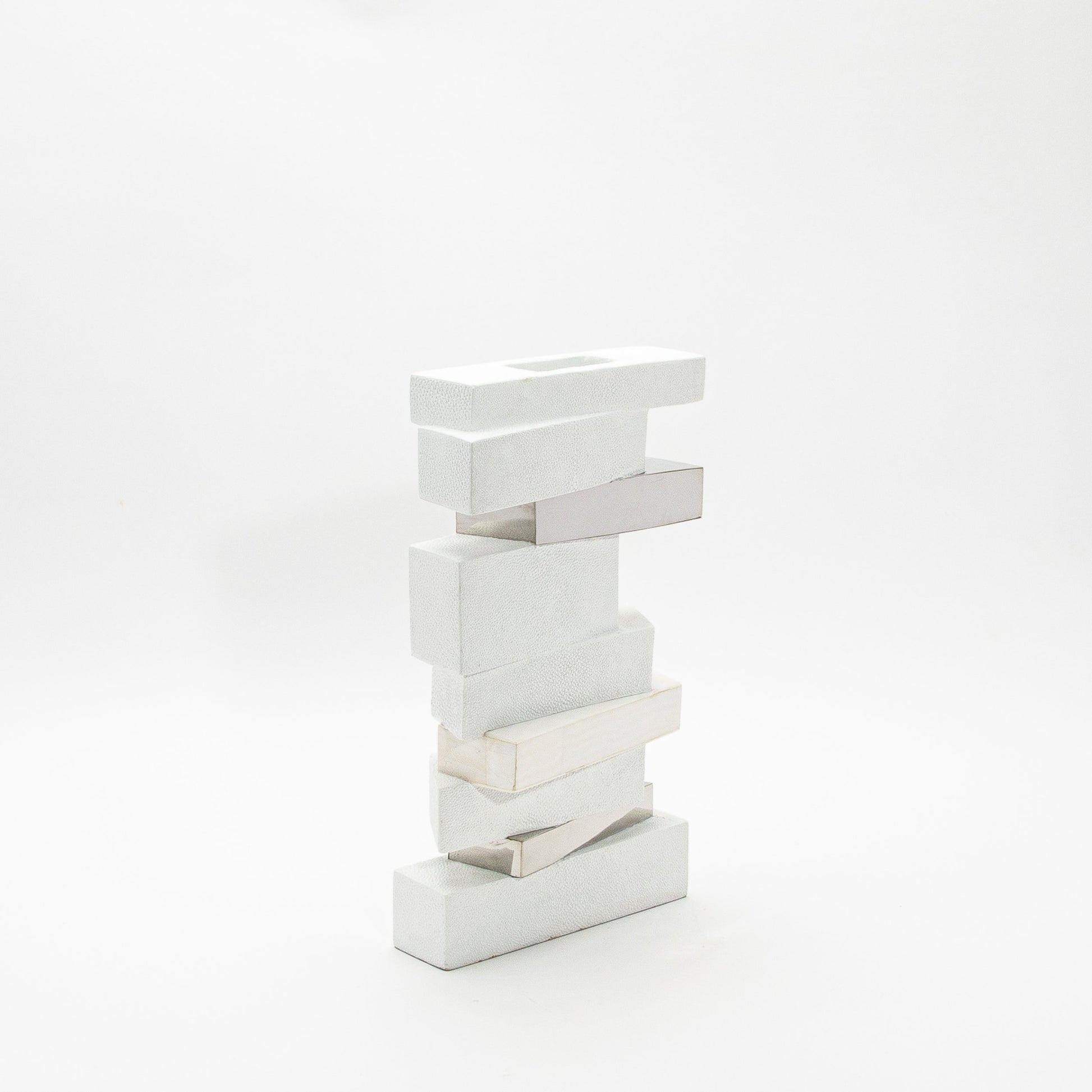 Sculptural Vase in White Shagreen, Shell, and Stainless Steel by KIFU Paris