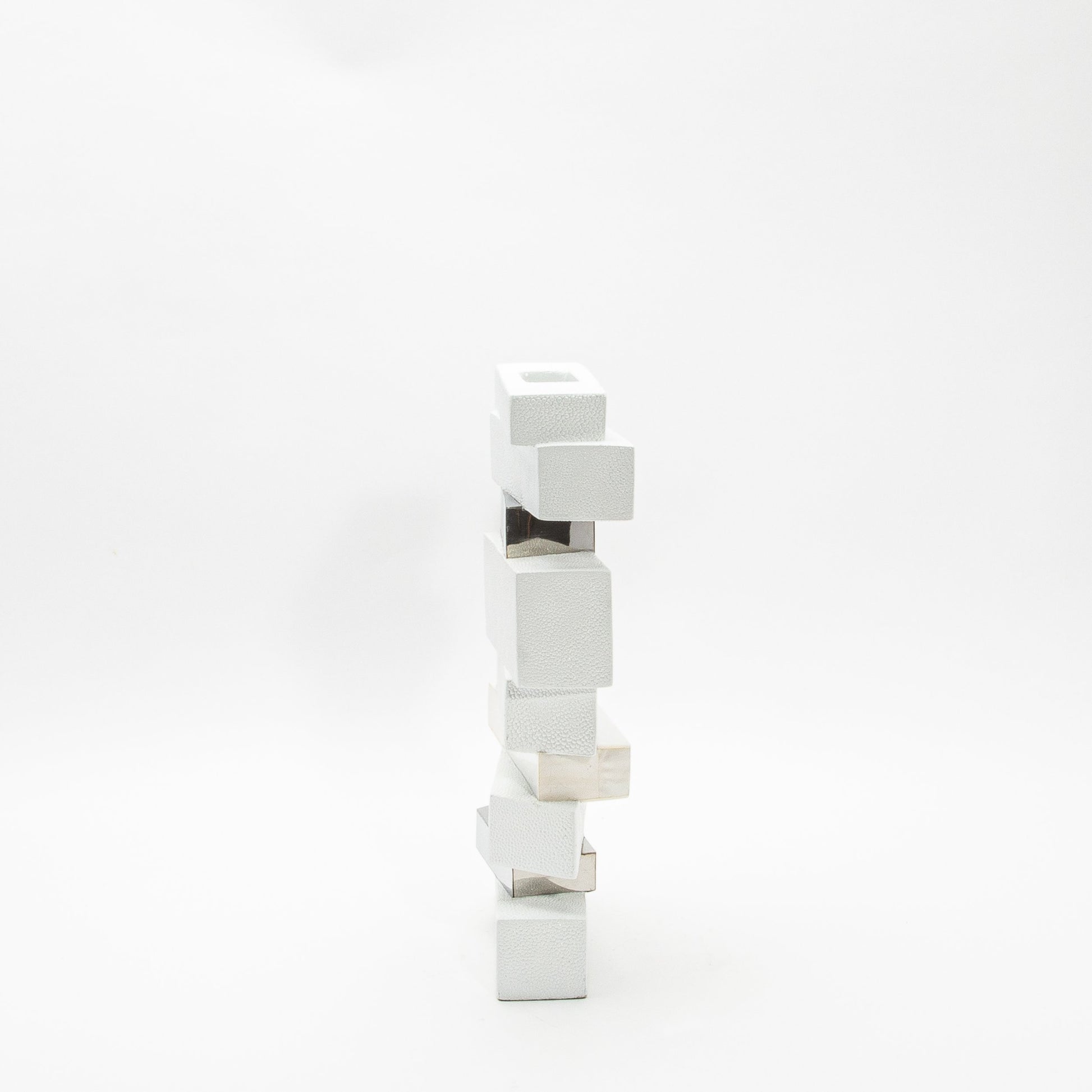 Sculptural Vase in White Shagreen, Shell, and Stainless Steel by KIFU Paris