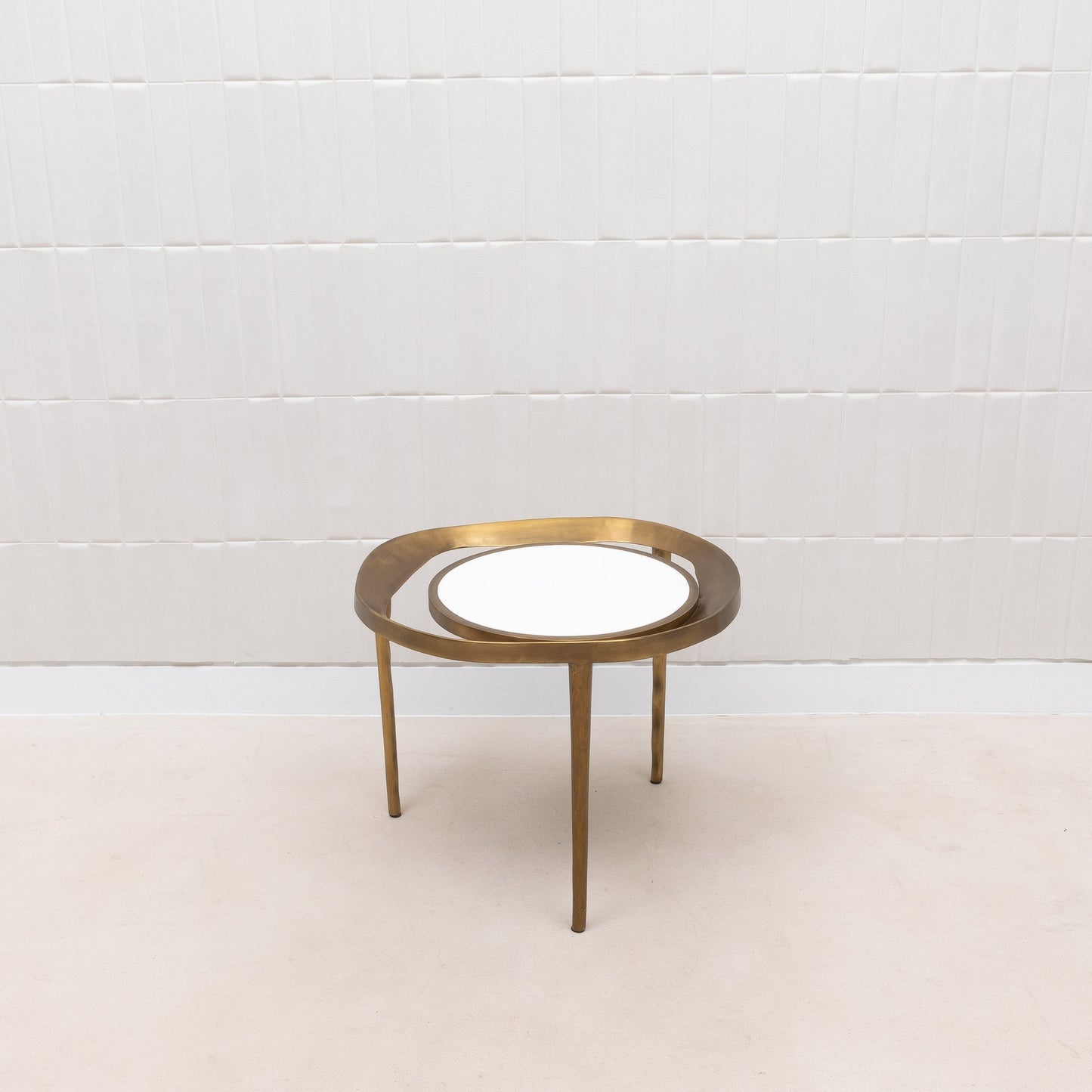 Side Table in White Shagreen and Bronze Patina Brass by R&Y Augousti