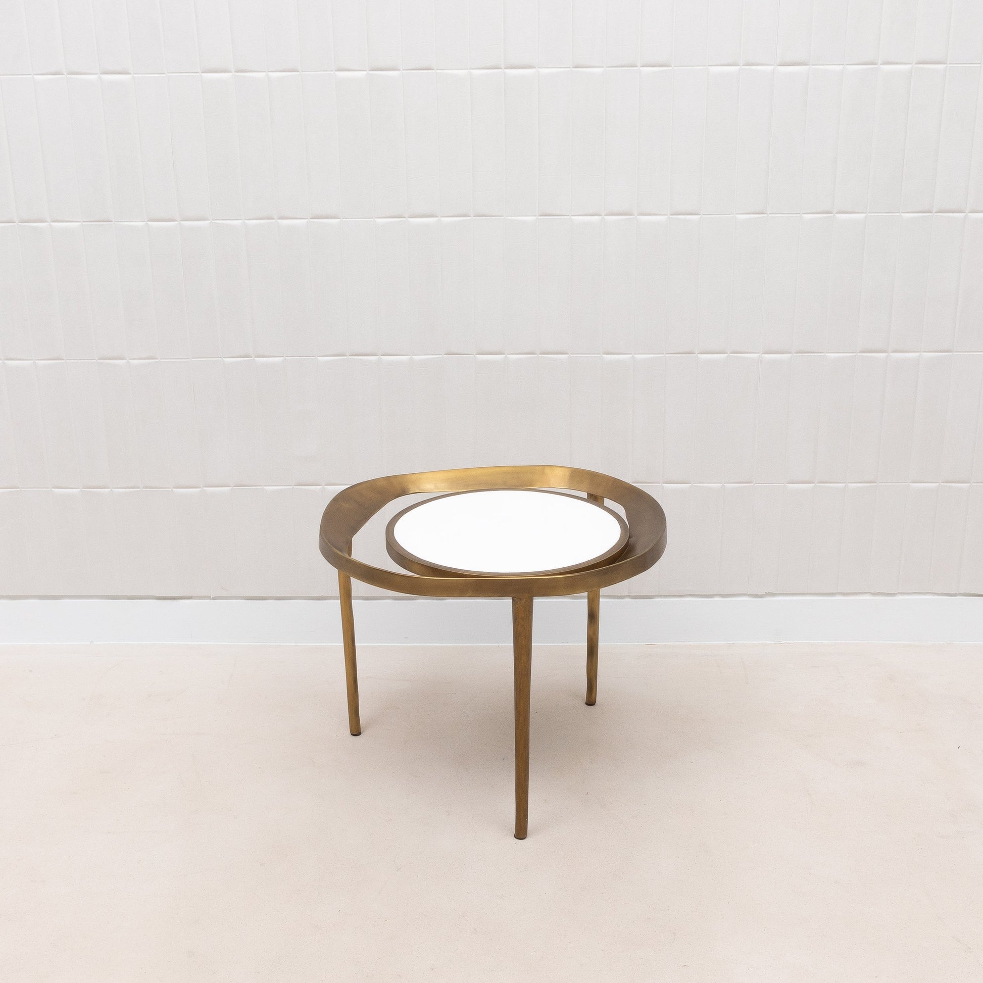 Side Table in White Shagreen and Bronze Patina Brass by R&Y Augousti