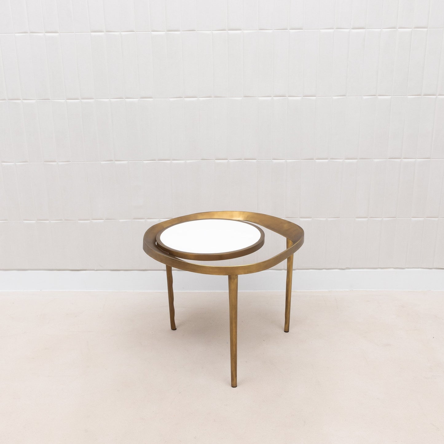 Side Table in White Shagreen and Bronze Patina Brass by R&Y Augousti