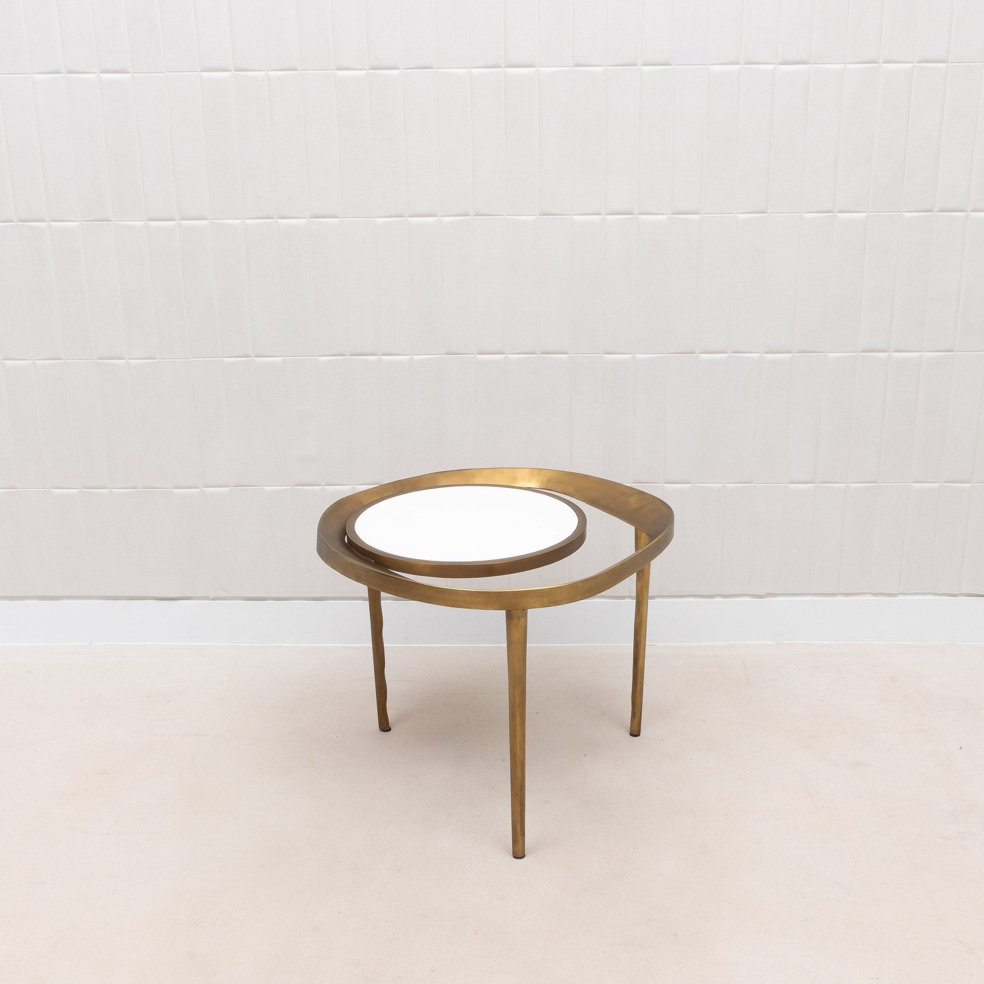 Side Table in White Shagreen and Bronze Patina Brass by R&Y Augousti