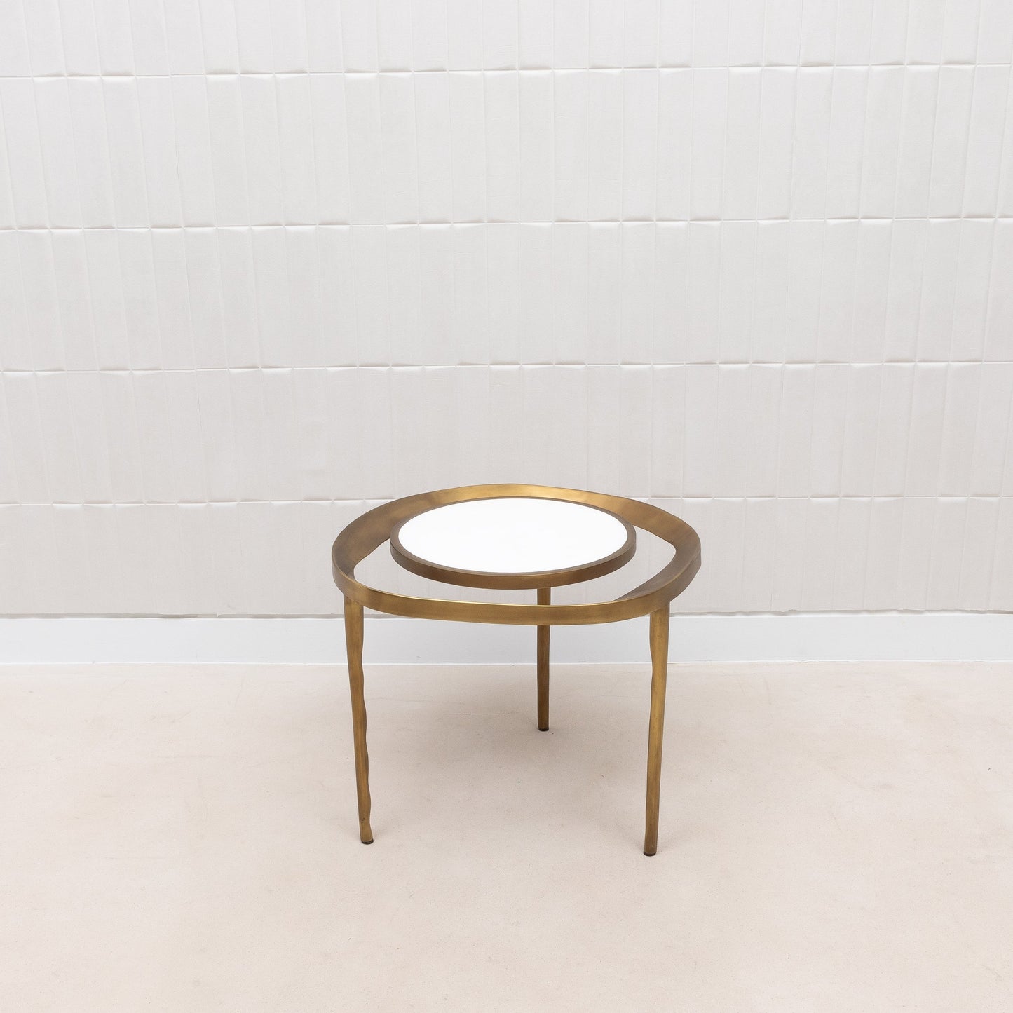 Side Table in White Shagreen and Bronze Patina Brass by R&Y Augousti