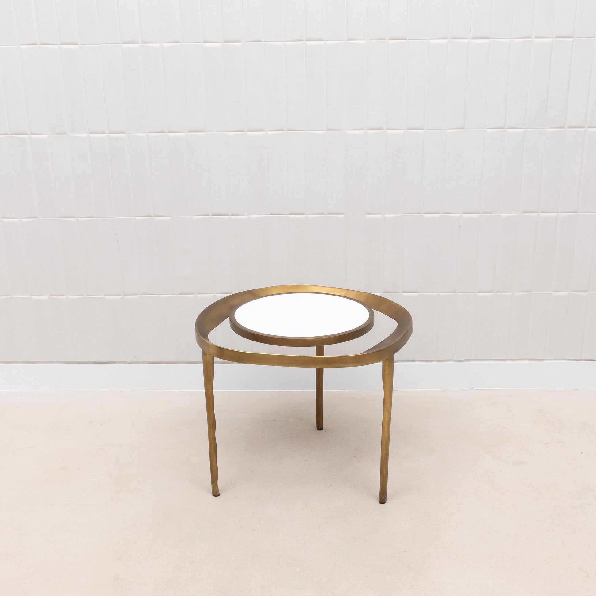 Side Table in White Shagreen and Bronze Patina Brass by R&Y Augousti