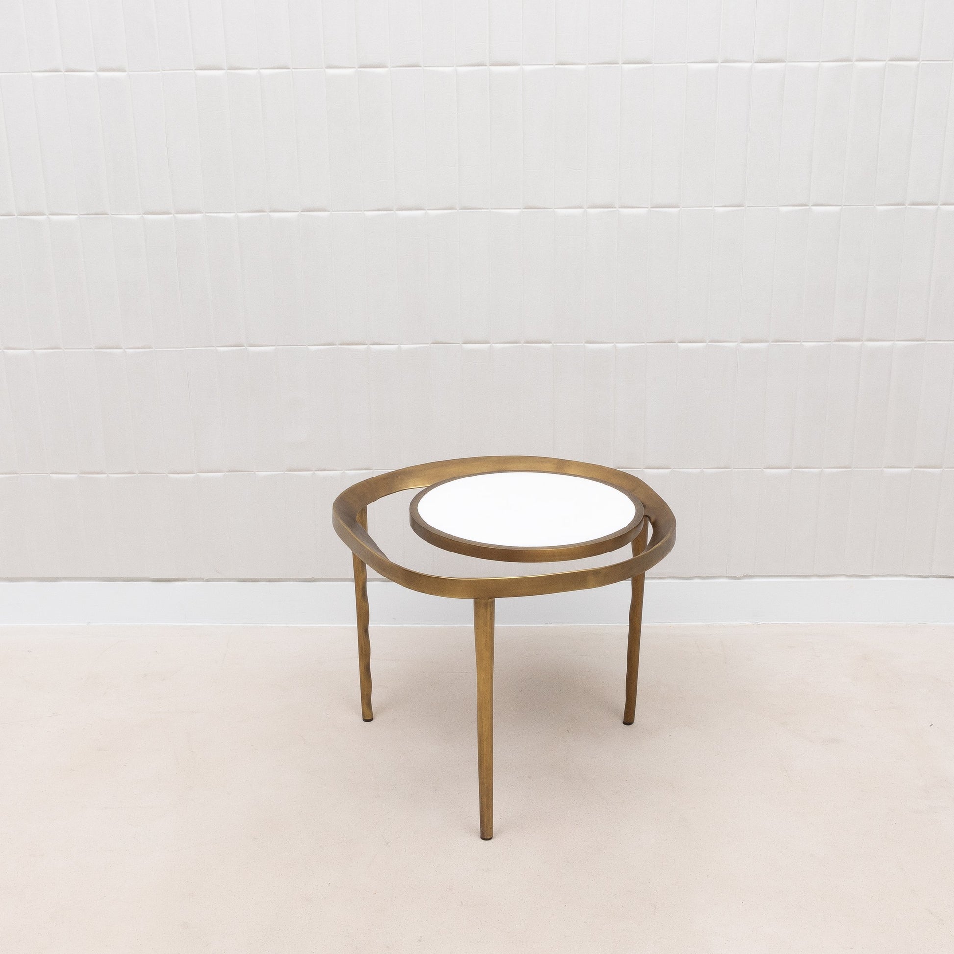 Side Table in White Shagreen and Bronze Patina Brass by R&Y Augousti