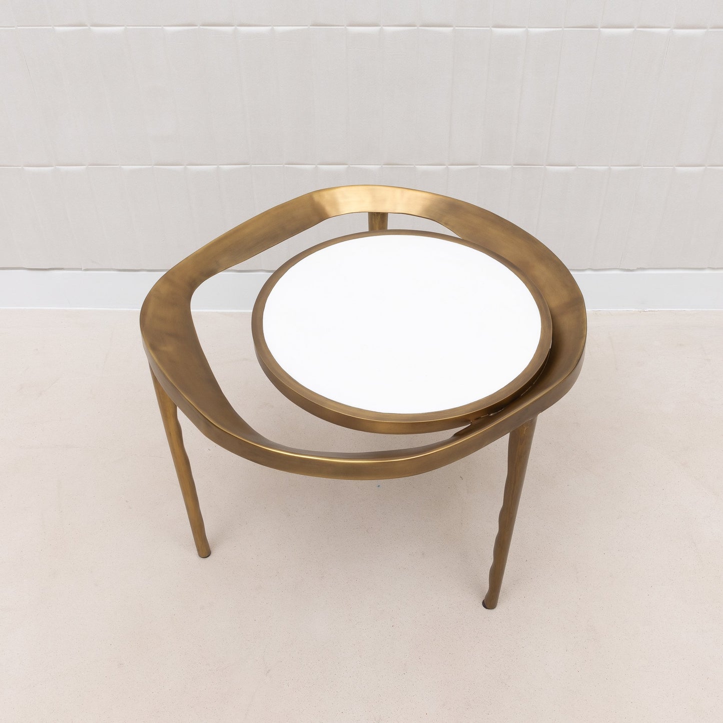 Side Table in White Shagreen and Bronze Patina Brass by R&Y Augousti