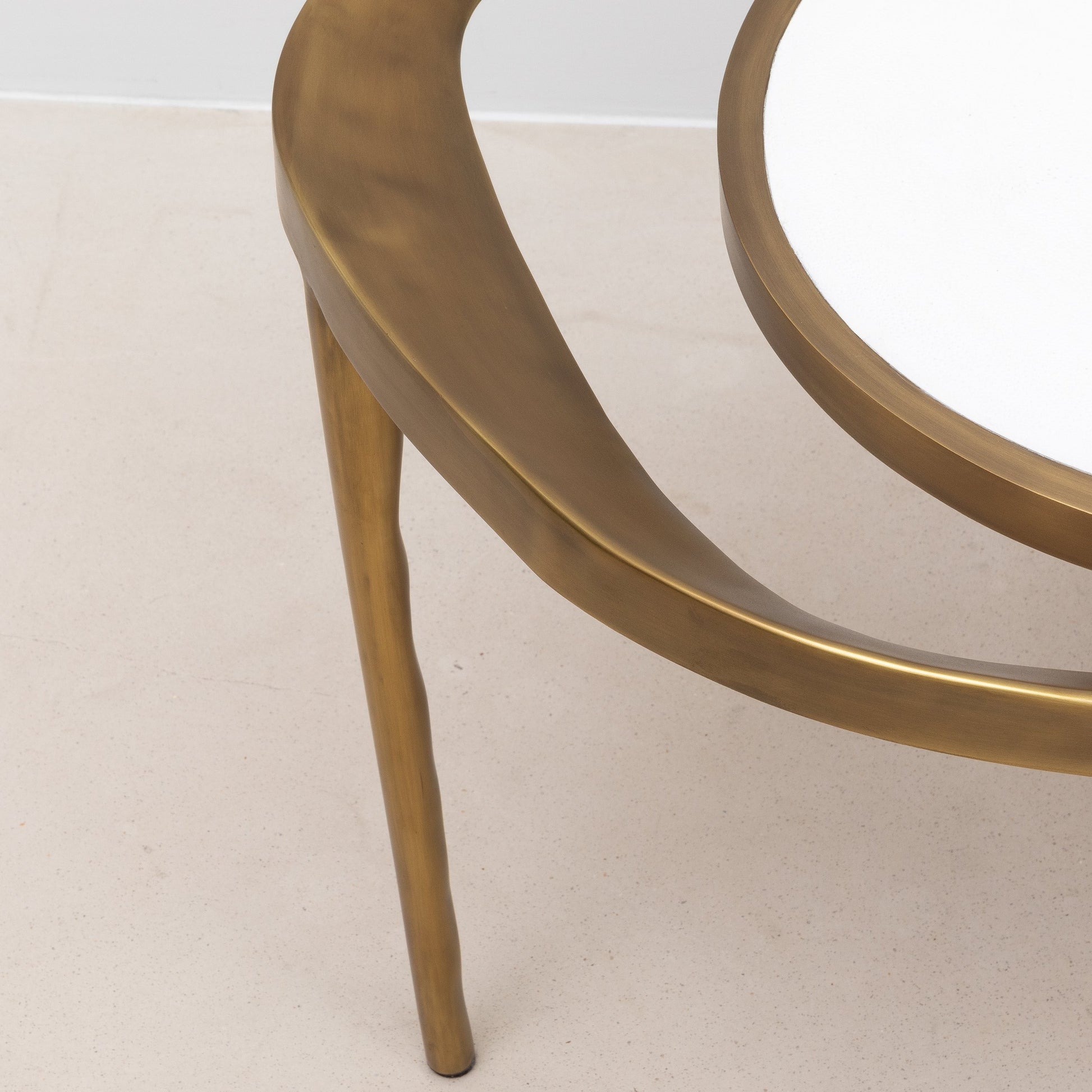 Side Table in White Shagreen and Bronze Patina Brass by R&Y Augousti