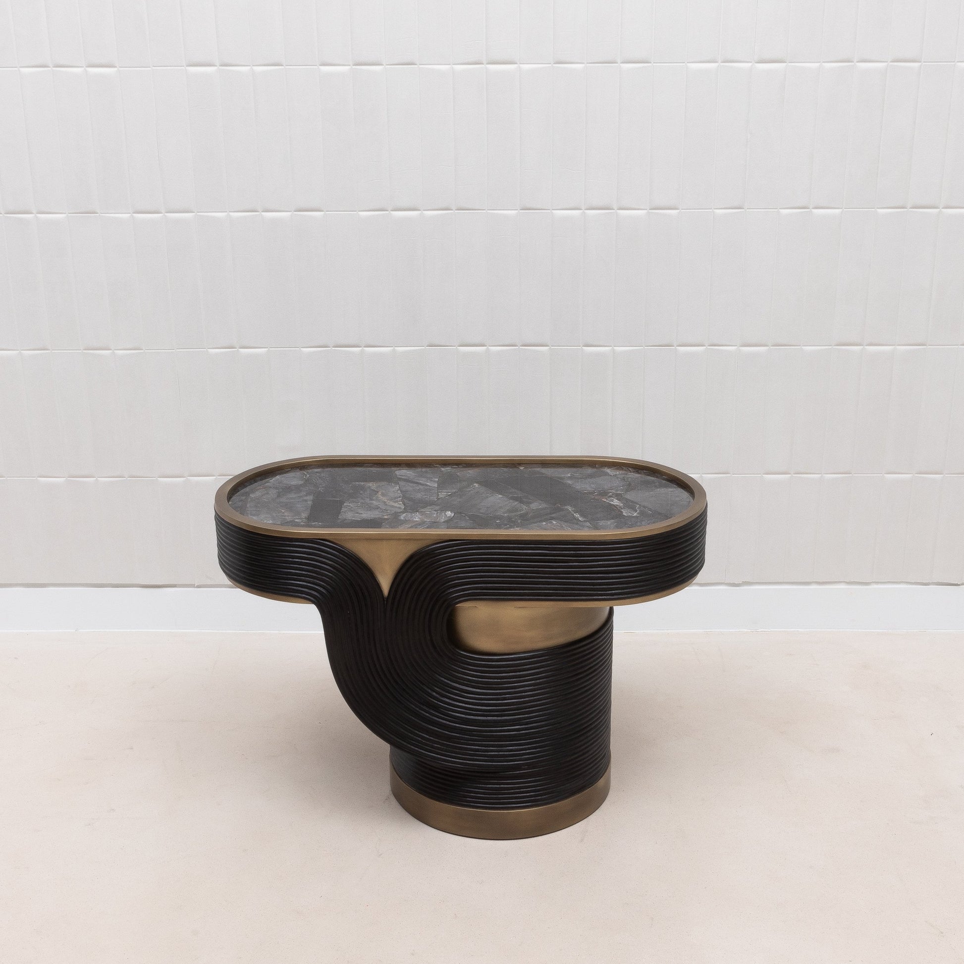 Licol Quartz and Rattan Side Table by R&Y Augousti