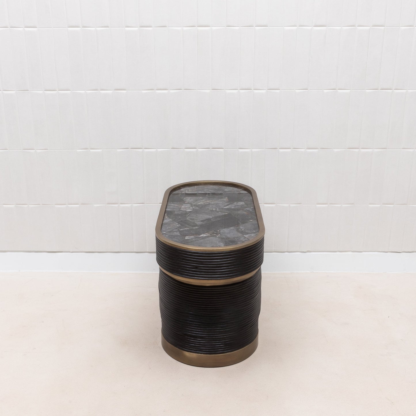 Licol Quartz and Rattan Side Table by R&Y Augousti
