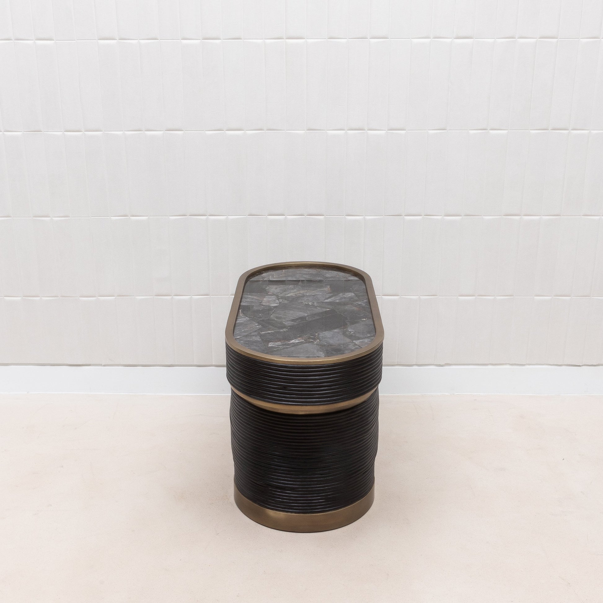 Licol Quartz and Rattan Side Table by R&Y Augousti