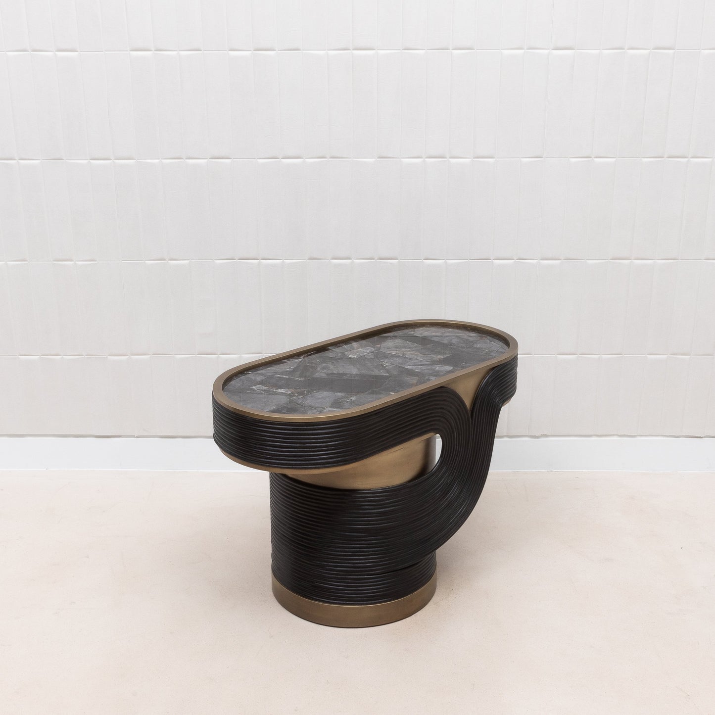 Licol Quartz and Rattan Side Table by R&Y Augousti