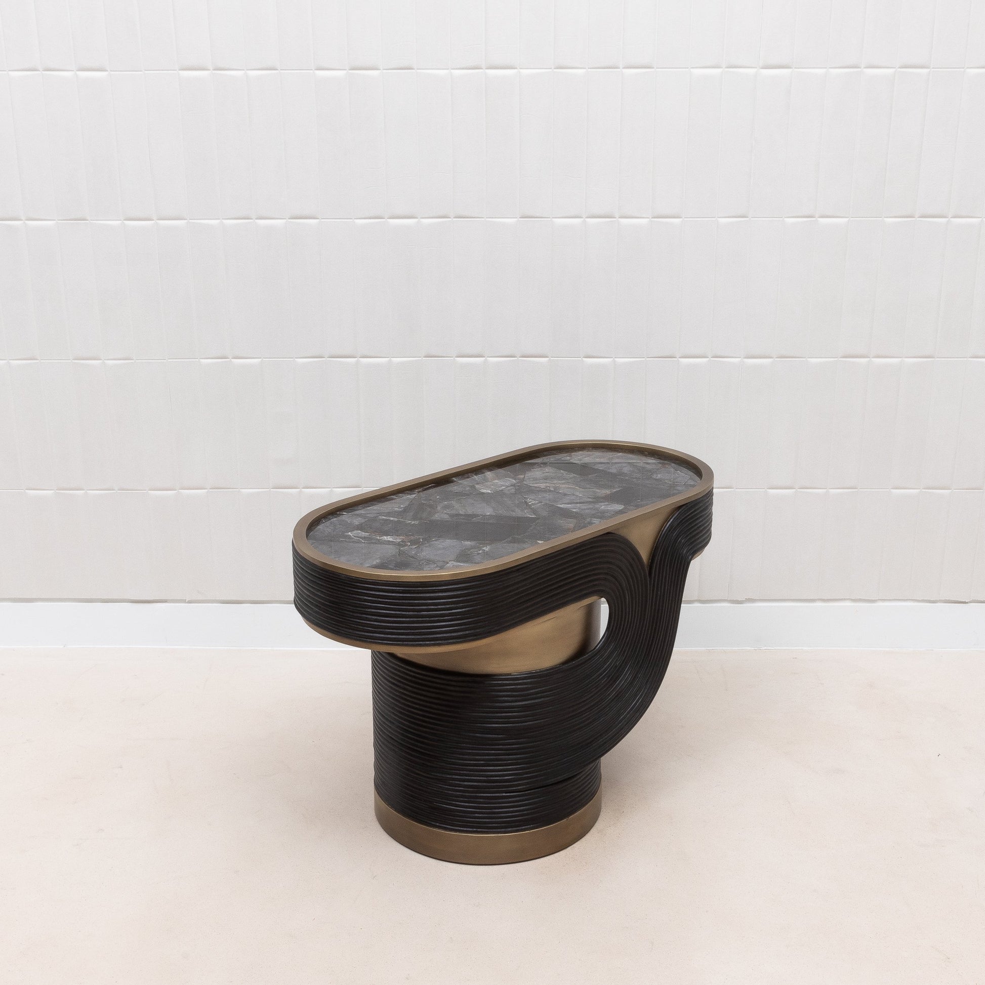Licol Quartz and Rattan Side Table by R&Y Augousti