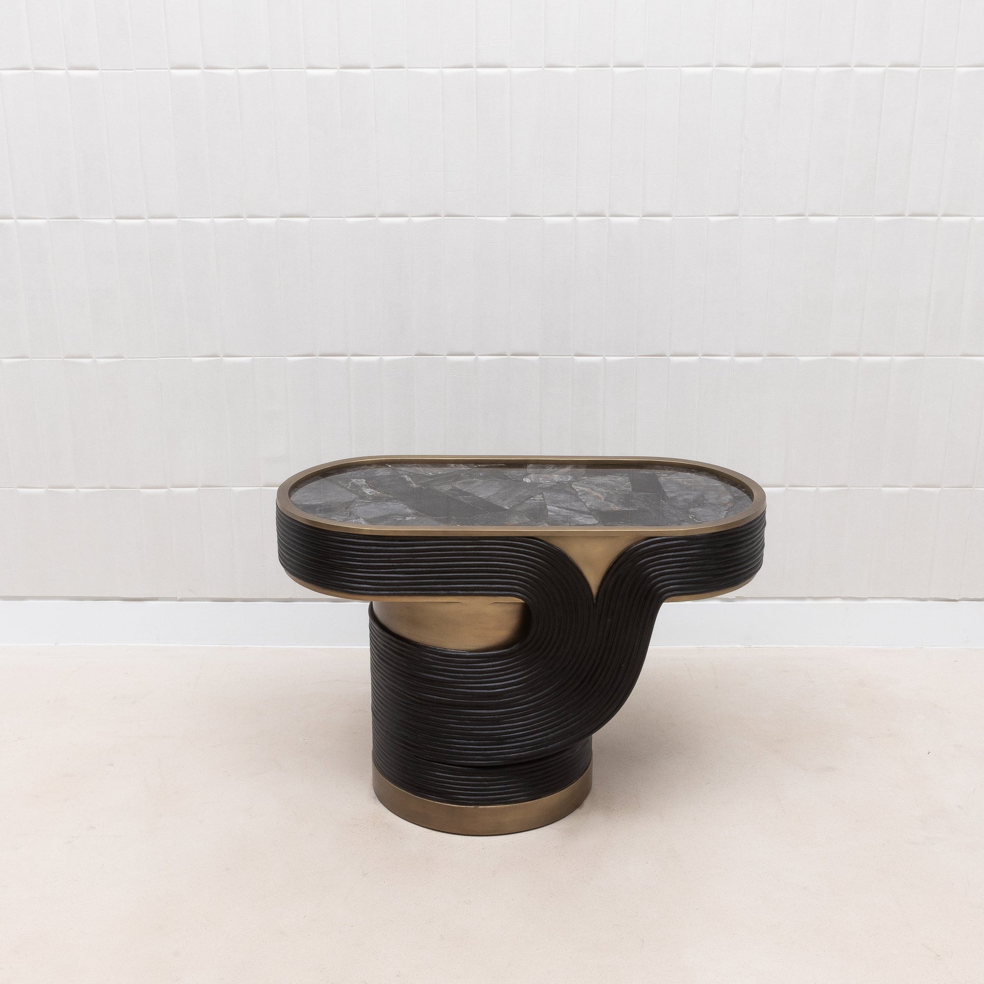 Licol Quartz and Rattan Side Table by R&Y Augousti