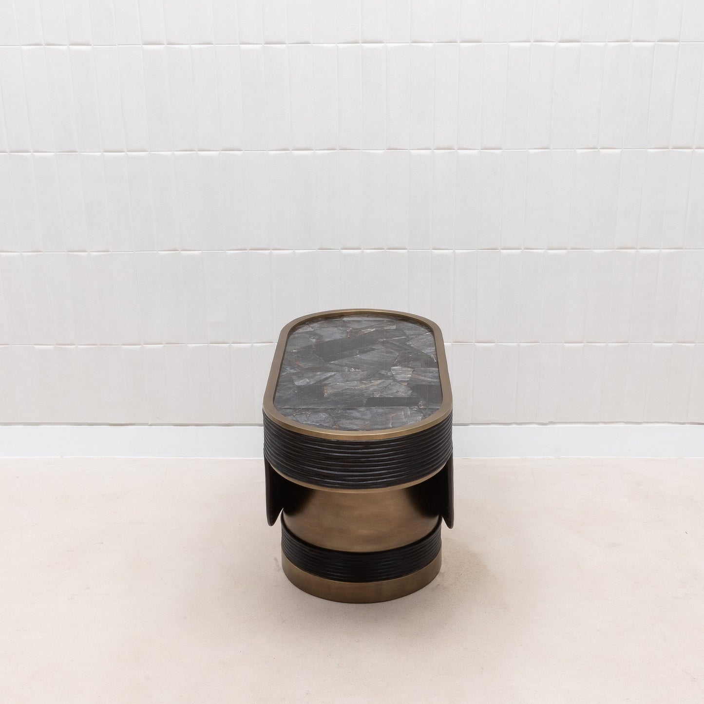 Licol Quartz and Rattan Side Table by R&Y Augousti