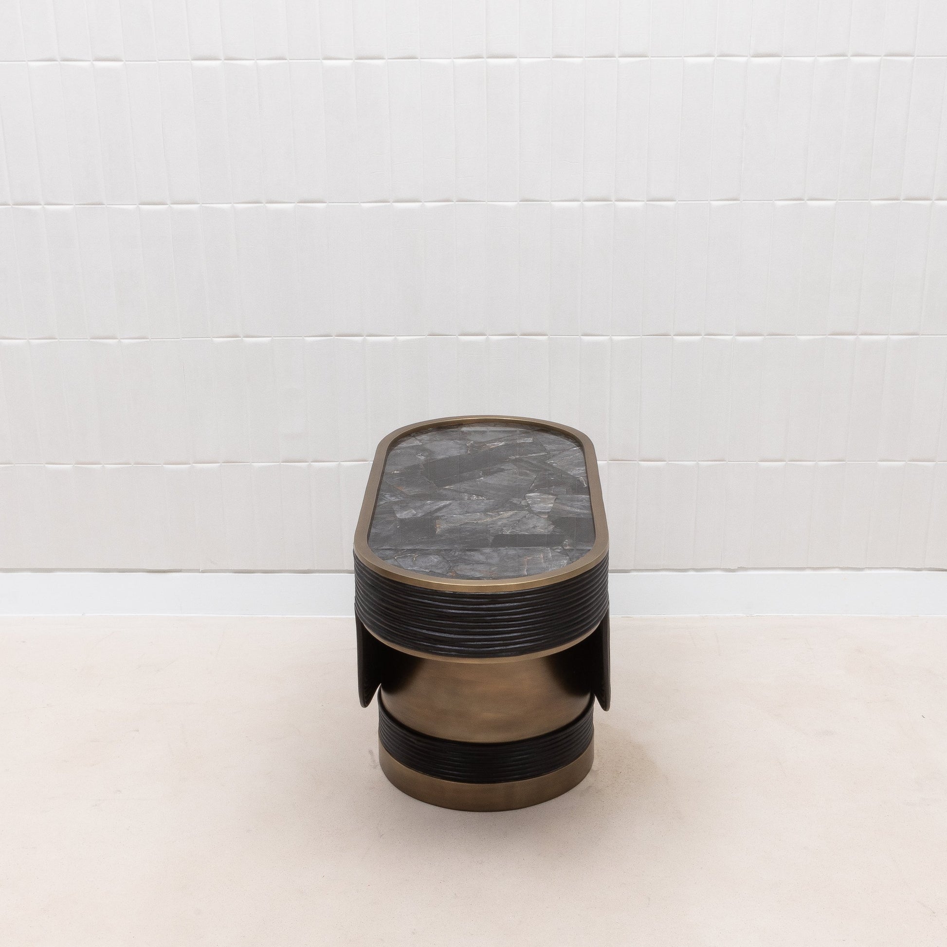 Licol Quartz and Rattan Side Table by R&Y Augousti