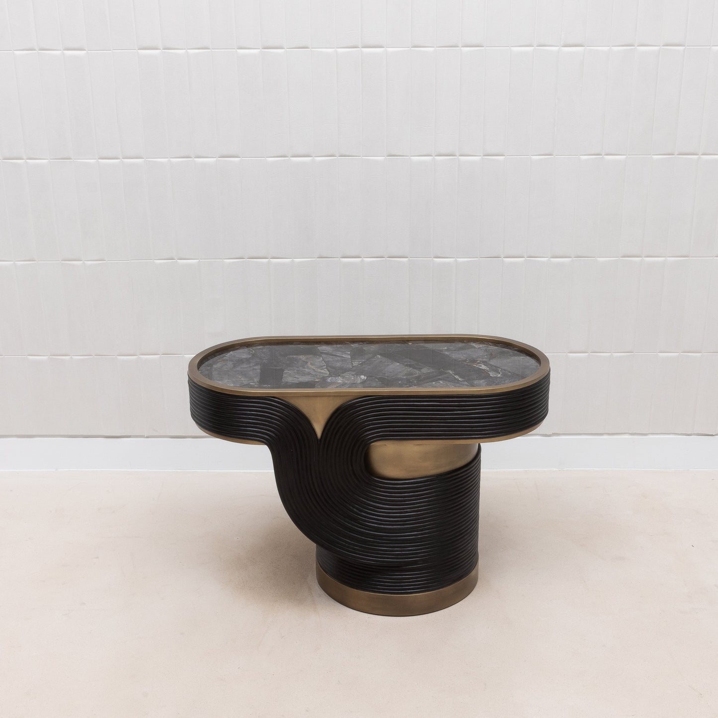 Licol Quartz and Rattan Side Table by R&Y Augousti
