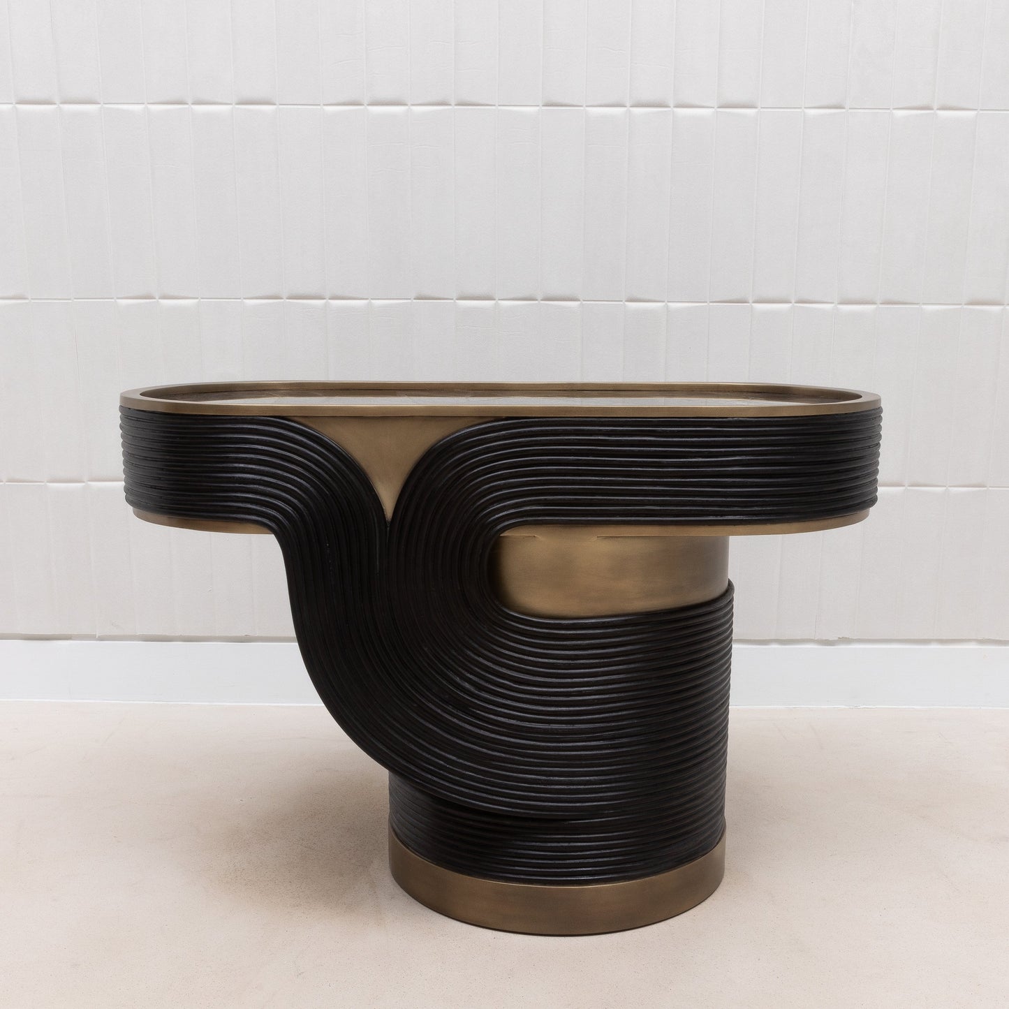 Licol Quartz and Rattan Side Table by R&Y Augousti
