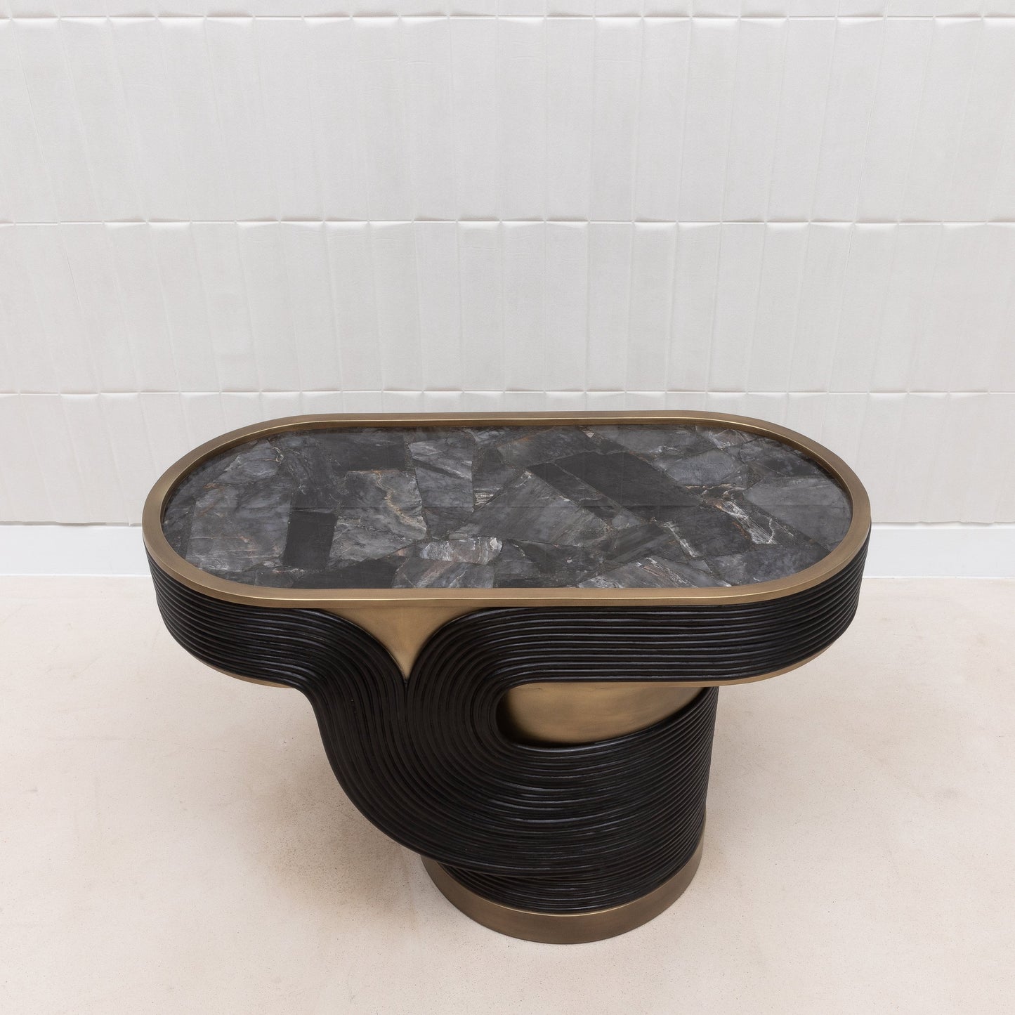 Licol Quartz and Rattan Side Table by R&Y Augousti