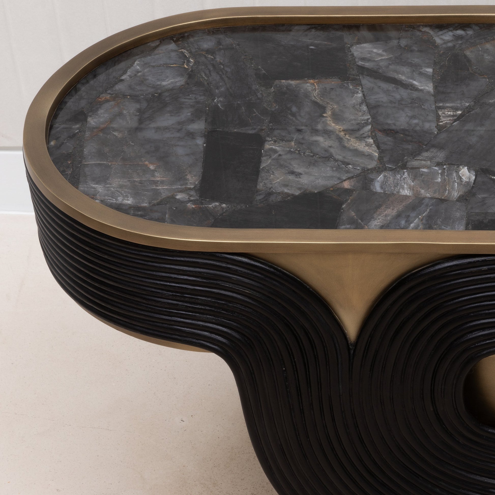 Licol Quartz and Rattan Side Table by R&Y Augousti