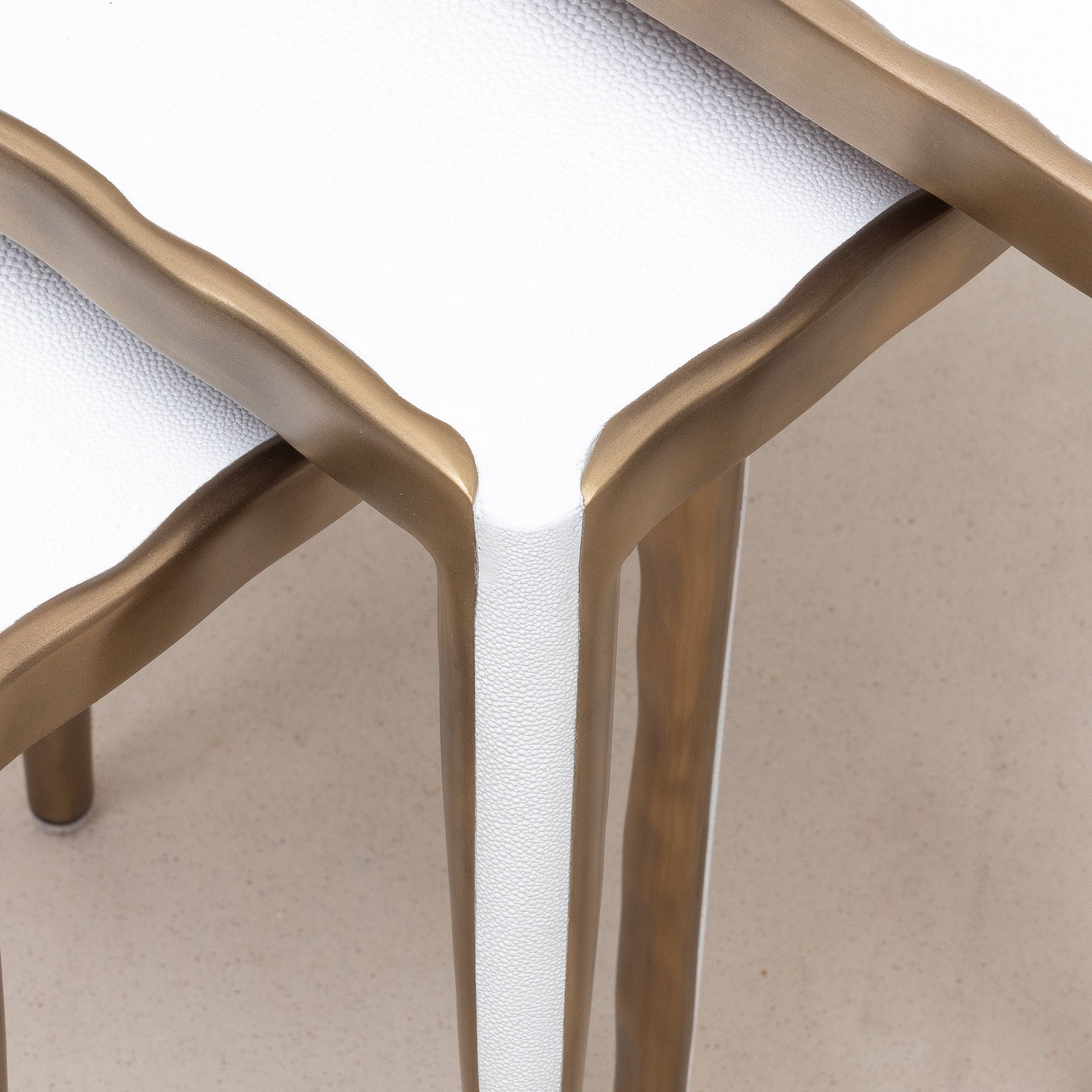 Set of Nesting Tables in White Shagreen with Bronze Patina Brass by R&Y Augousti