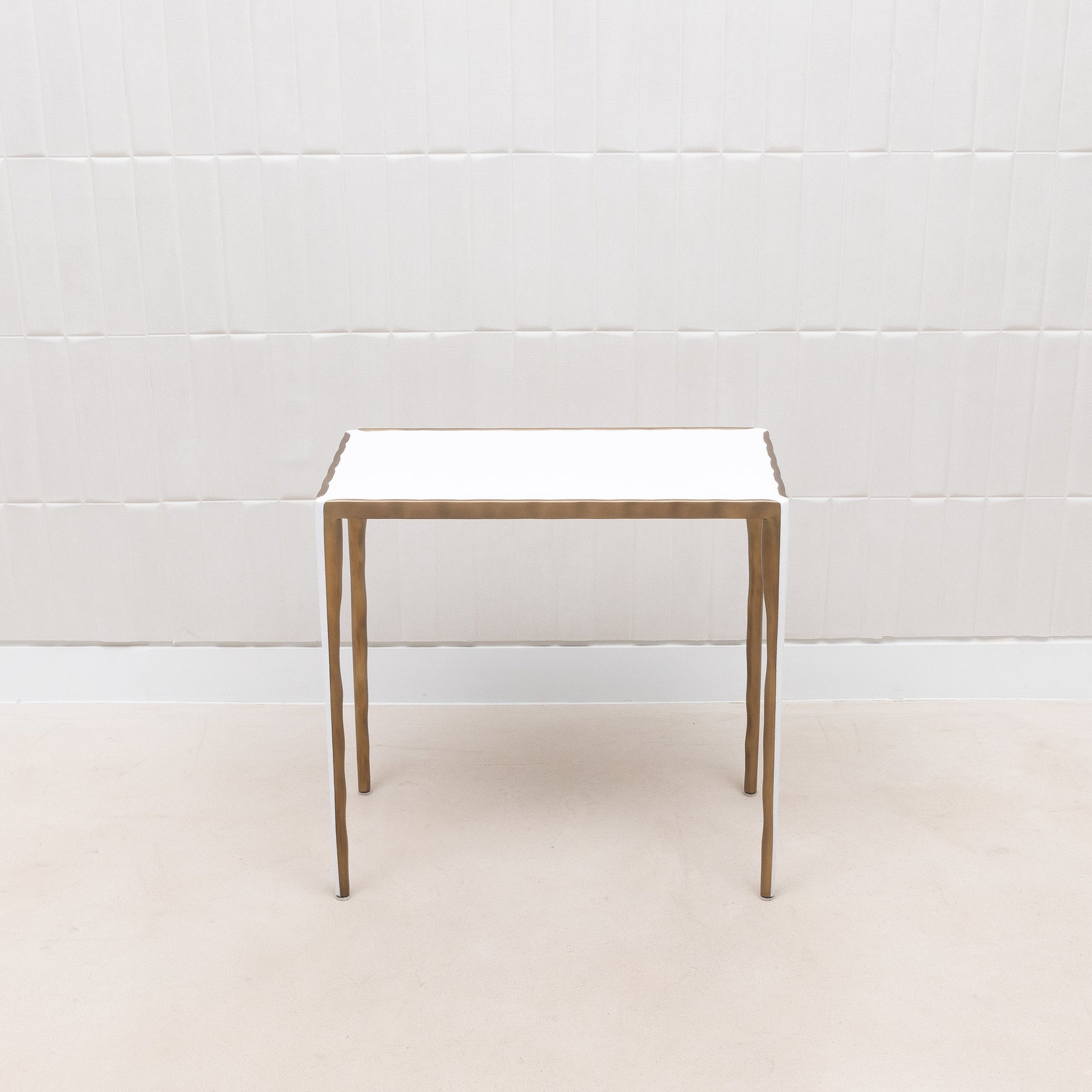 Set of Nesting Tables in White Shagreen with Bronze Patina Brass by R&Y Augousti