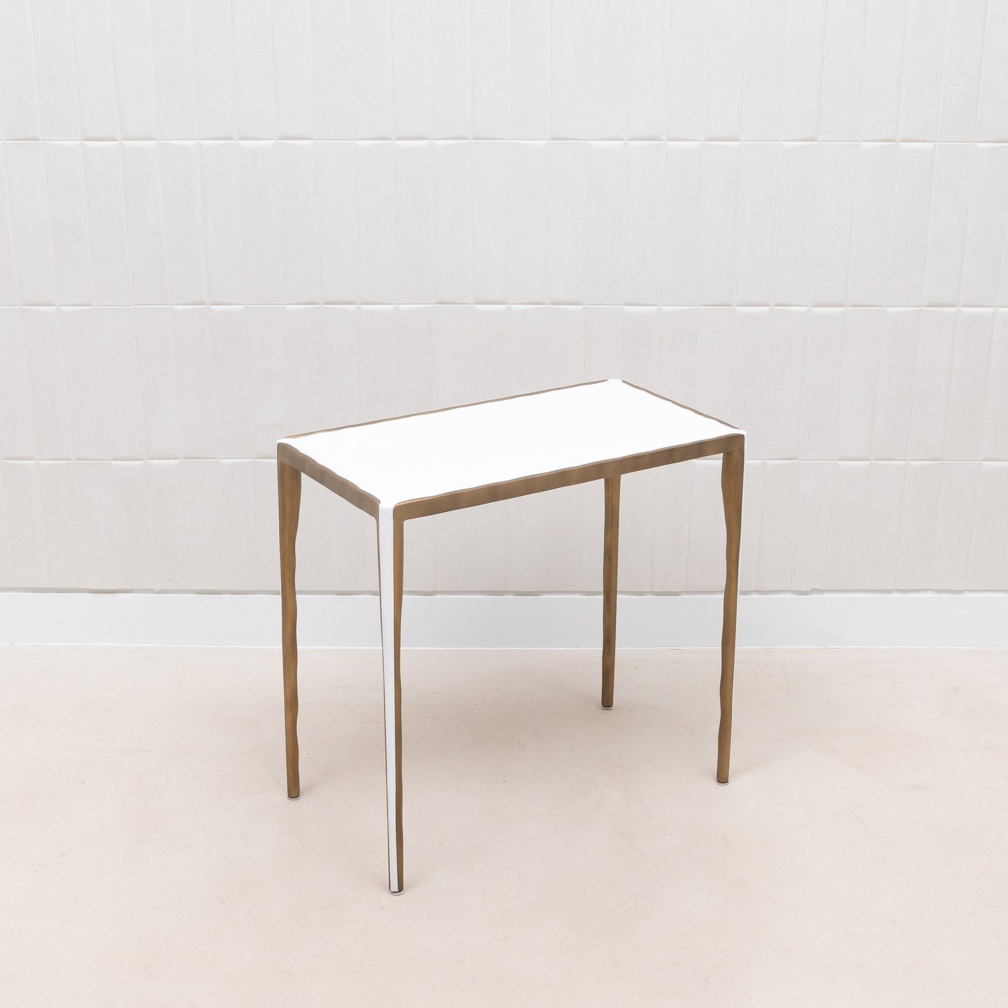 Set of Nesting Tables in White Shagreen with Bronze Patina Brass by R&Y Augousti