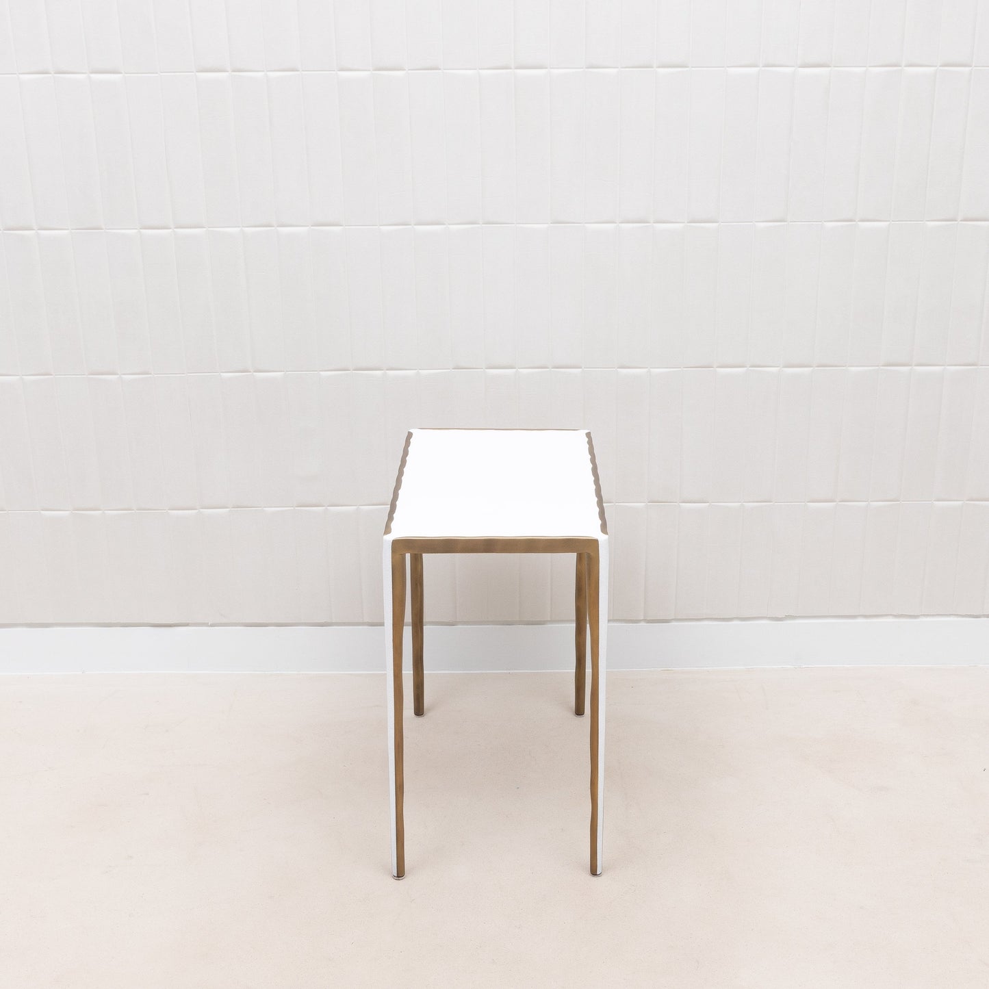 Set of Nesting Tables in White Shagreen with Bronze Patina Brass by R&Y Augousti