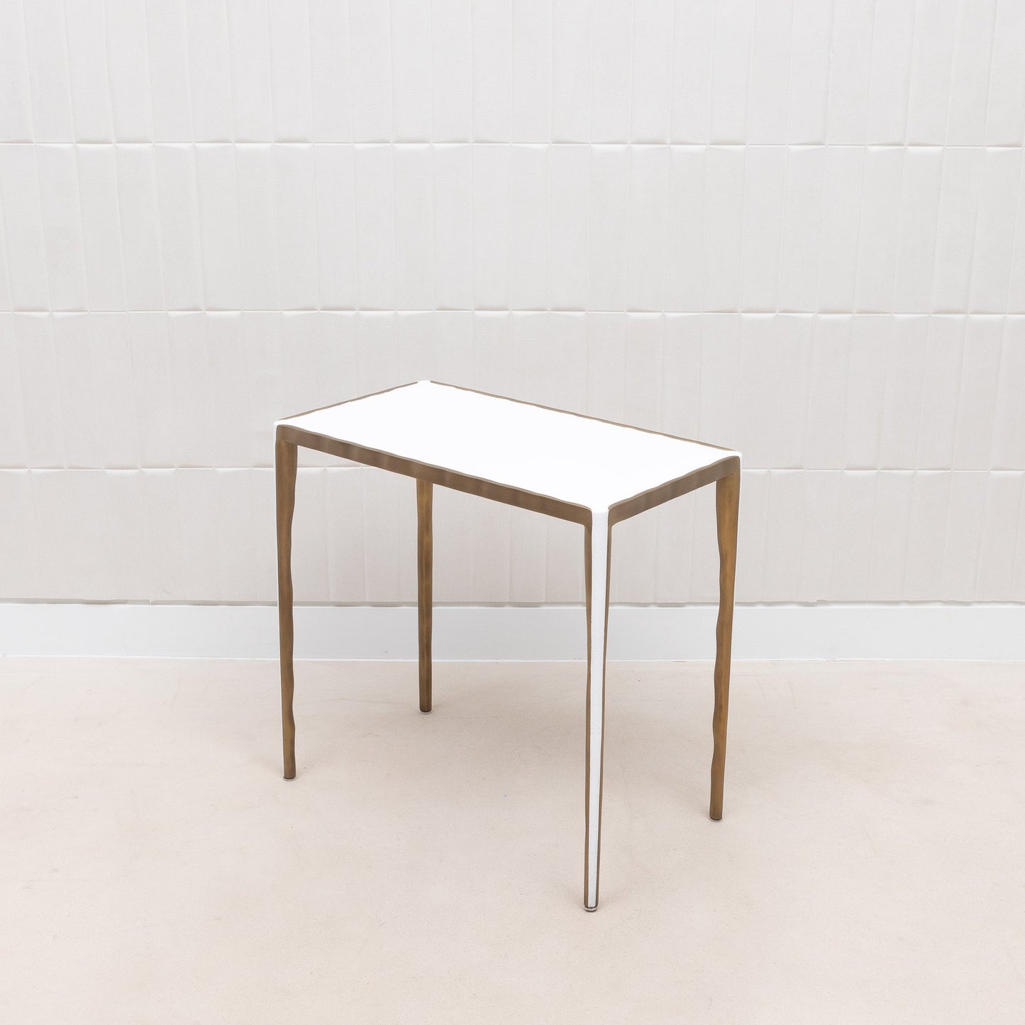 Set of Nesting Tables in White Shagreen with Bronze Patina Brass by R&Y Augousti