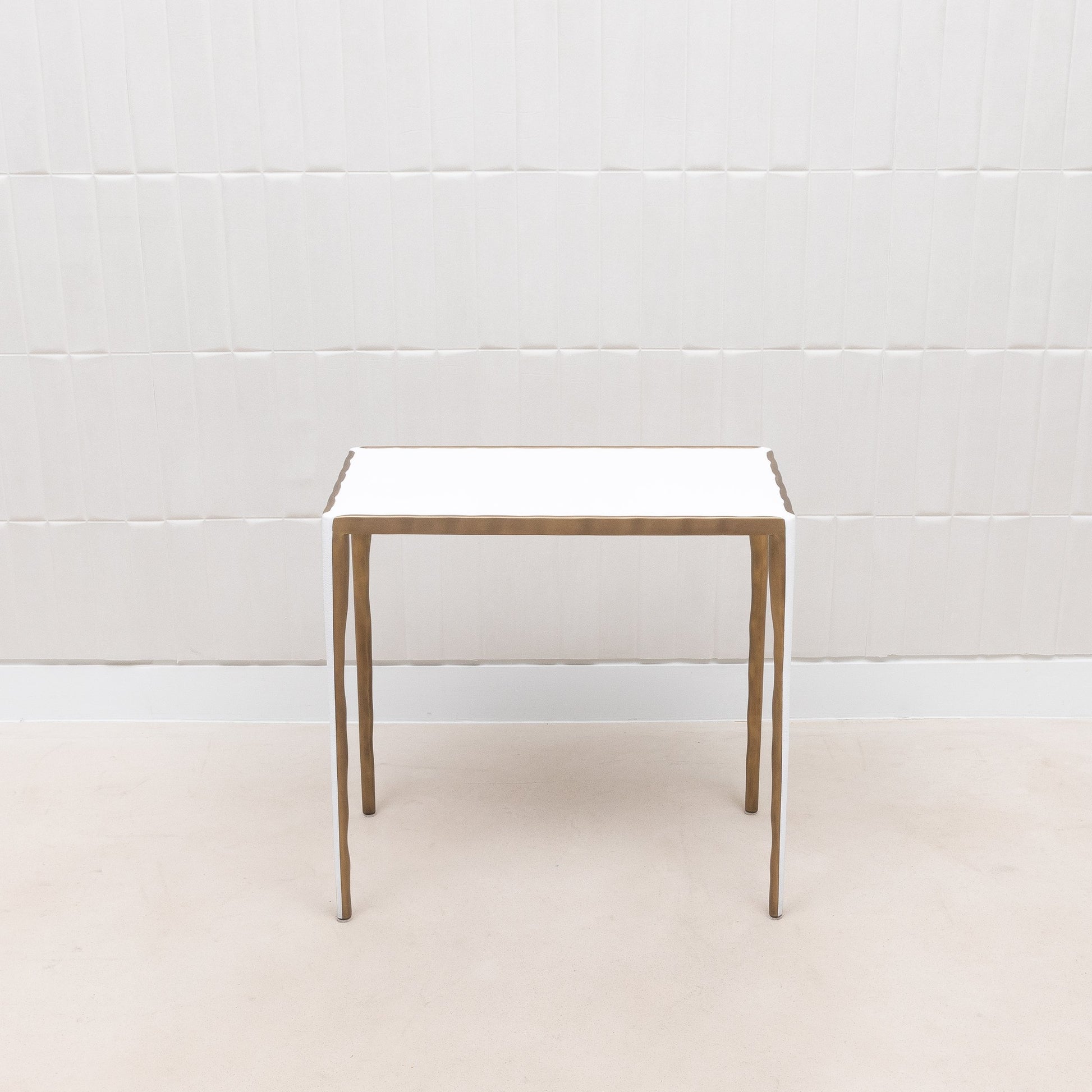 Set of Nesting Tables in White Shagreen with Bronze Patina Brass by R&Y Augousti