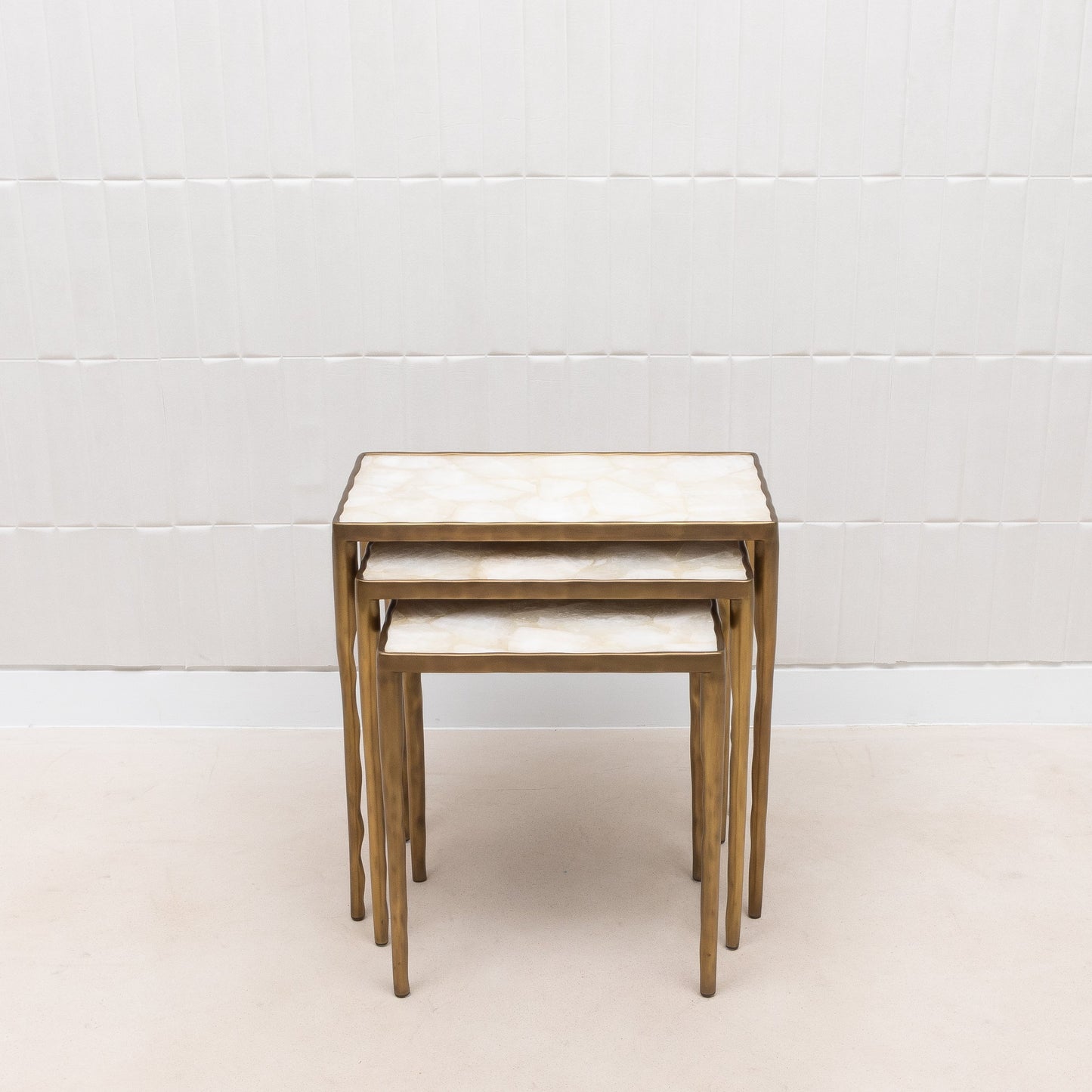Set of Nesting Tables in White Quartz by R&Y Augousti