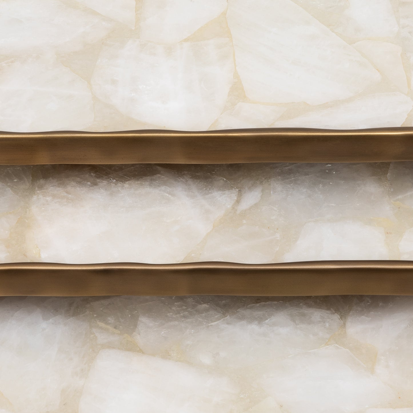 Set of 3 Nesting Tables in White Quartz and Bronze Patina Brass by R&Y Augousti
