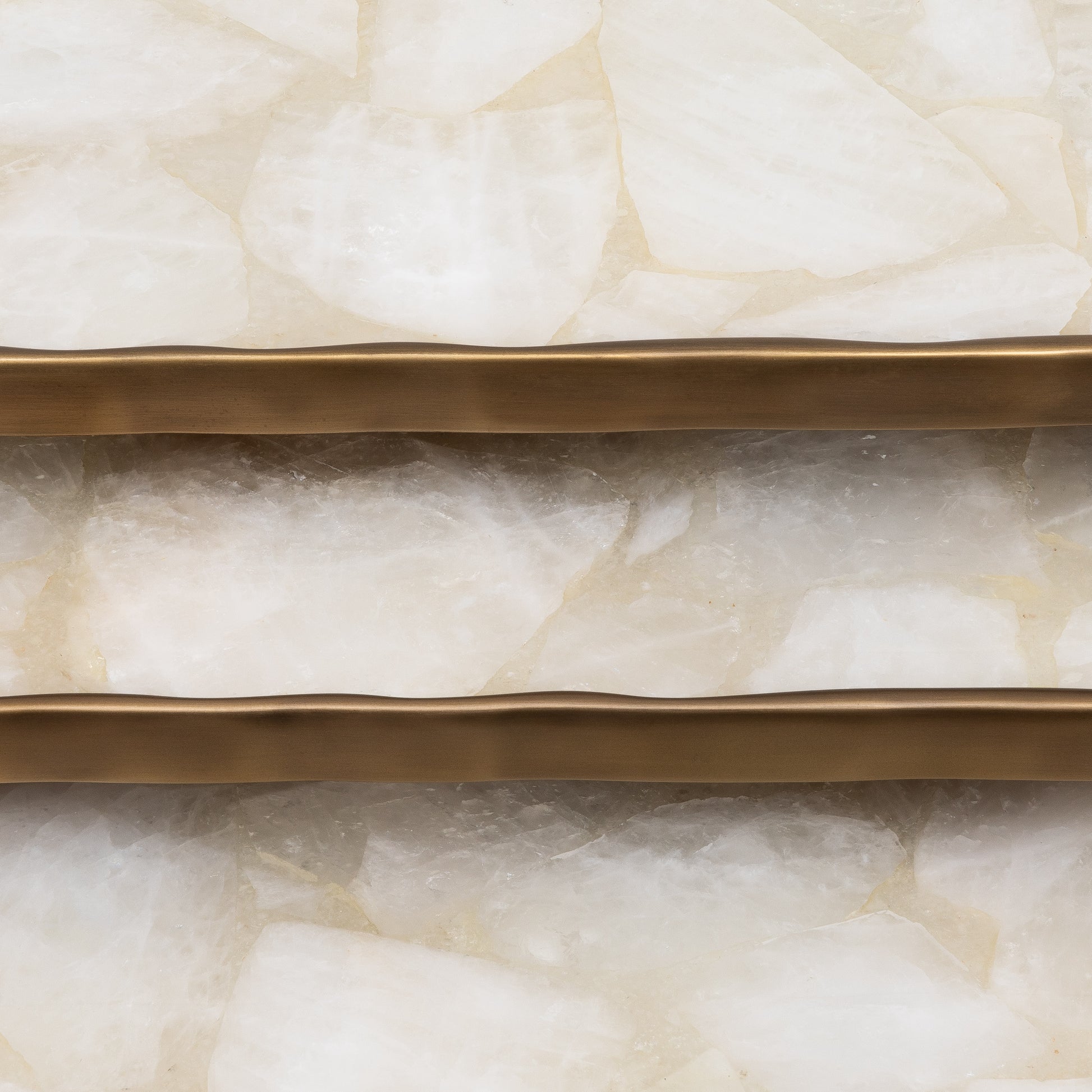 Set of 3 Nesting Tables in White Quartz and Bronze Patina Brass by R&Y Augousti