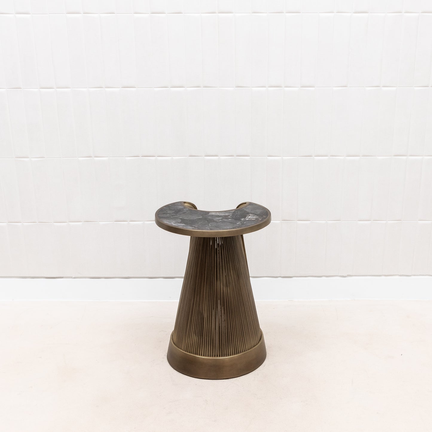 Set of 3 Nesting Tables in Black Quartz with Bronze Patina Brass by R&Y Augousti