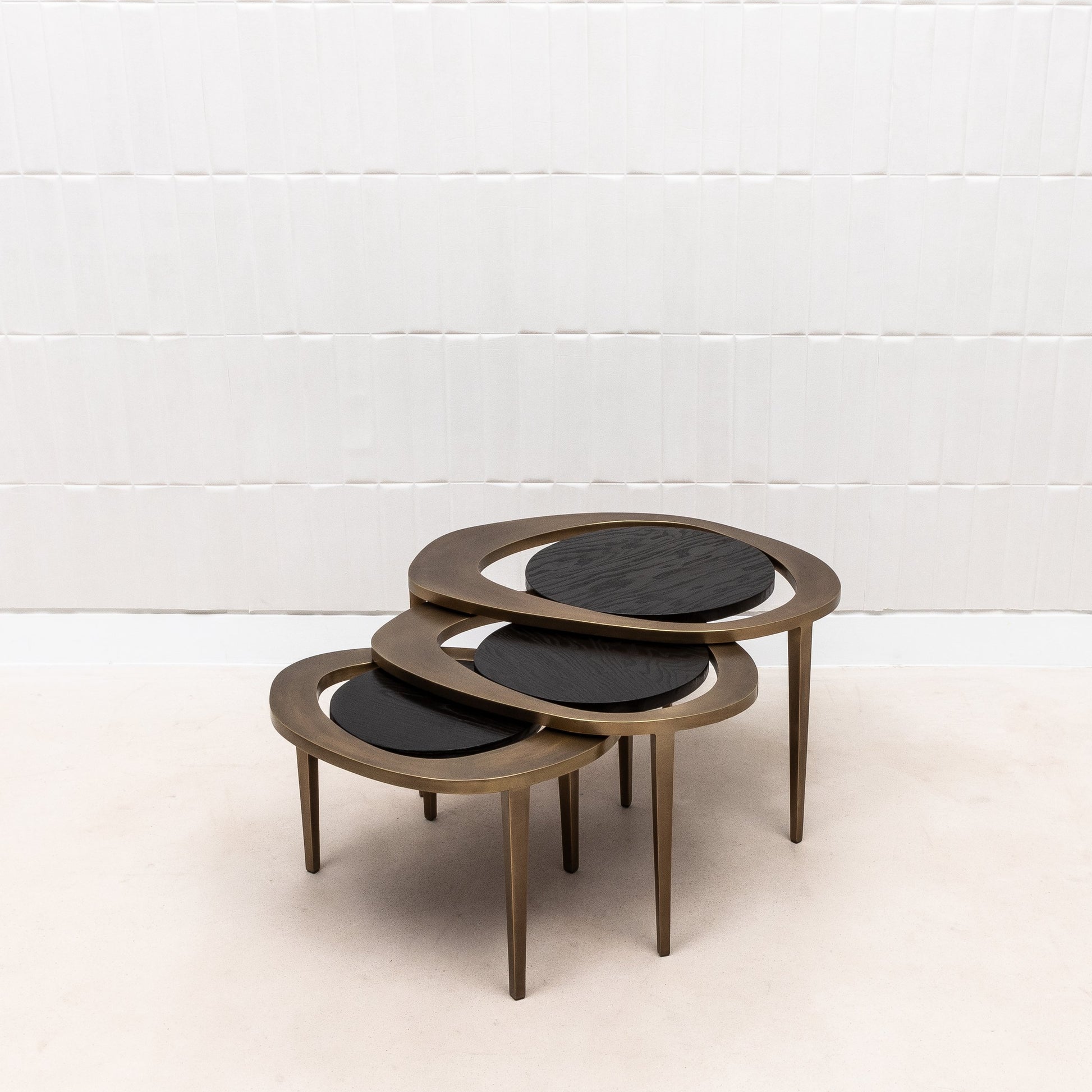 Set of 3 Nesting Tables in Black Oak by R&Y Augousti