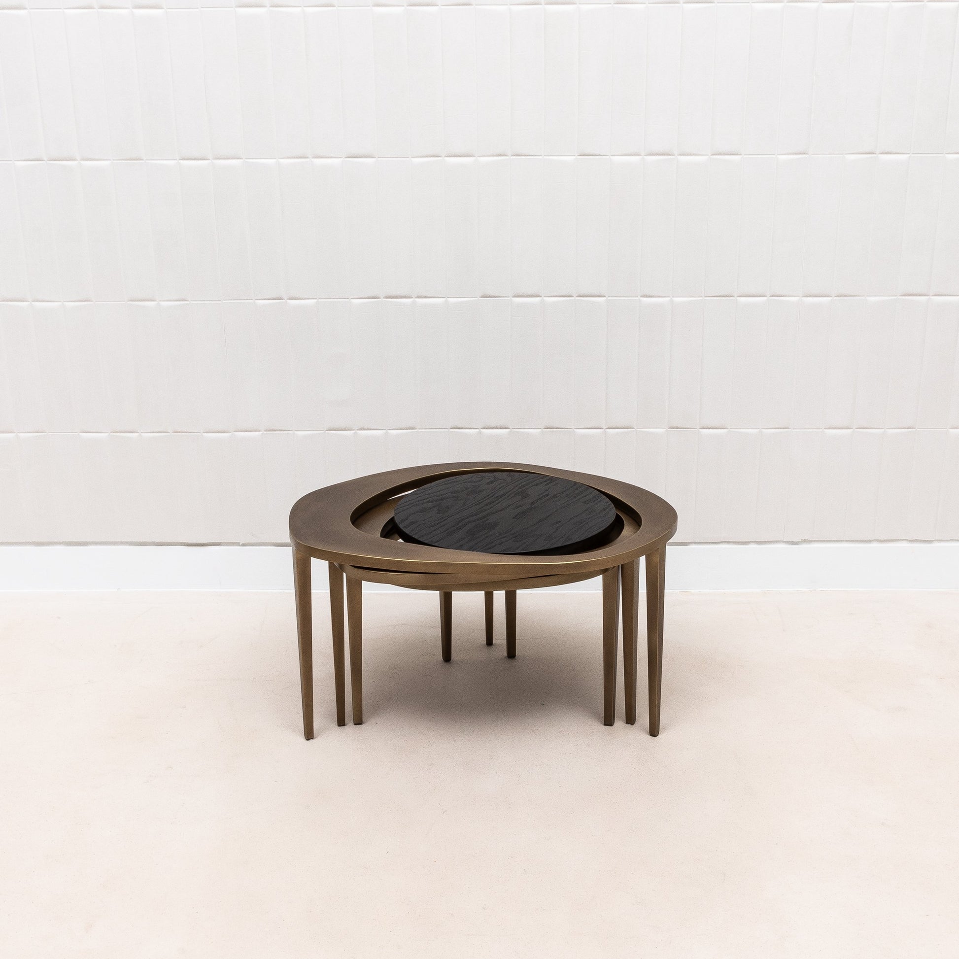 Set of 3 Nesting Tables in Black Oak by R&Y Augousti