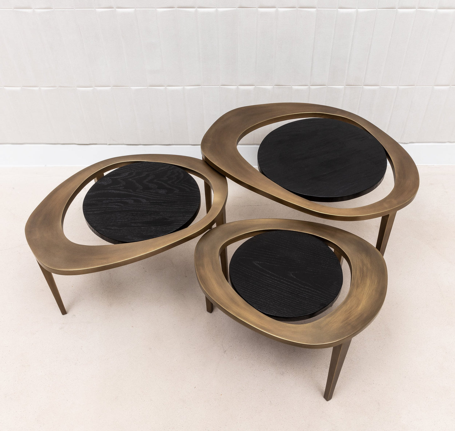 Set of 3 Nesting Tables in Black Oak by R&Y Augousti