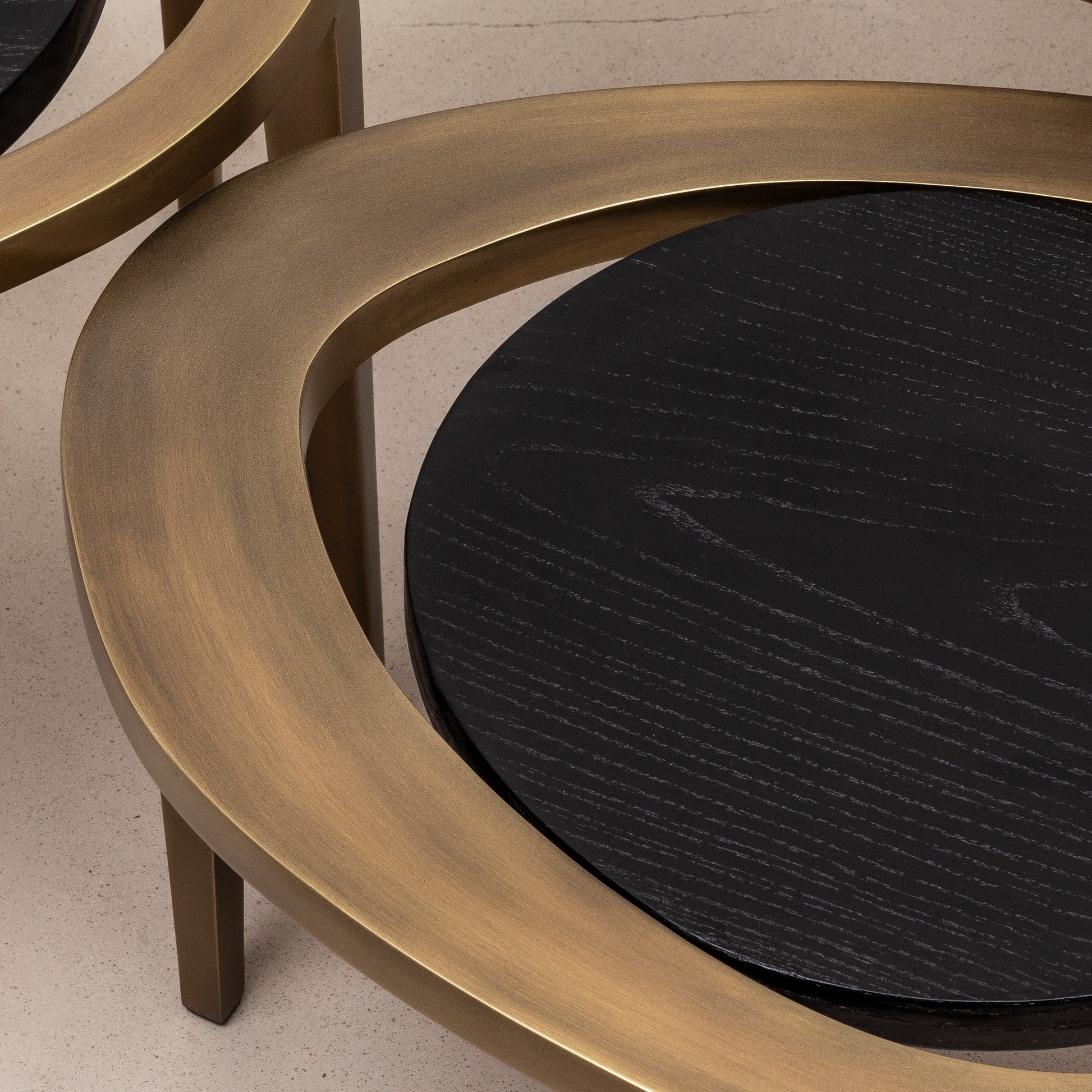 Set of 3 Nesting Tables in Black Oak by R&Y Augousti