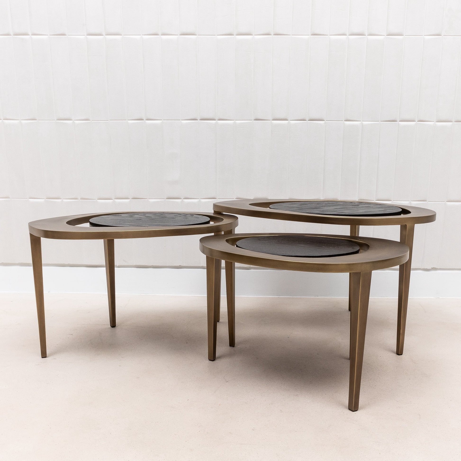 Set of 3 Nesting Tables in Black Oak by R&Y Augousti