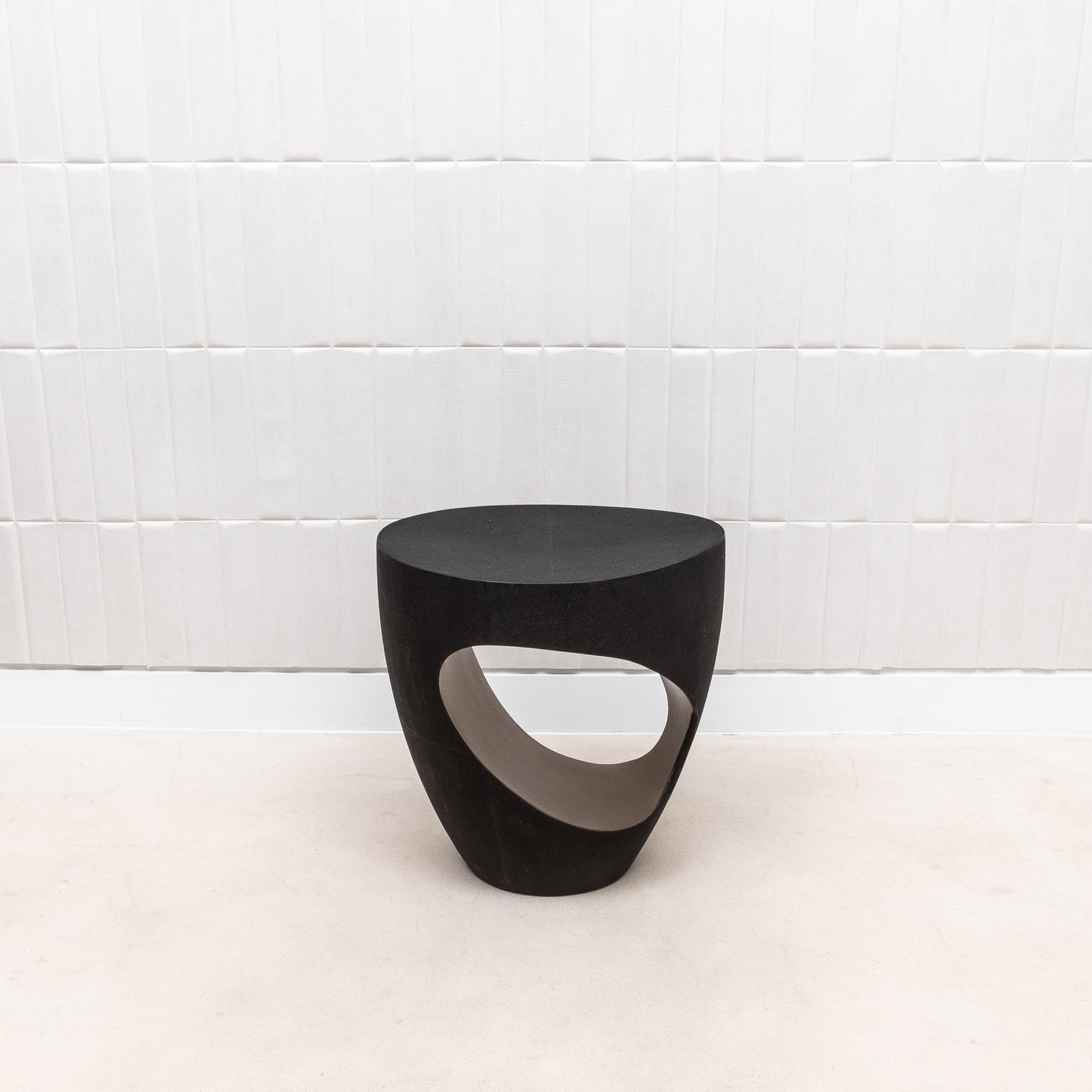Stool in Black Shagreen with Brass by R&Y Augousti