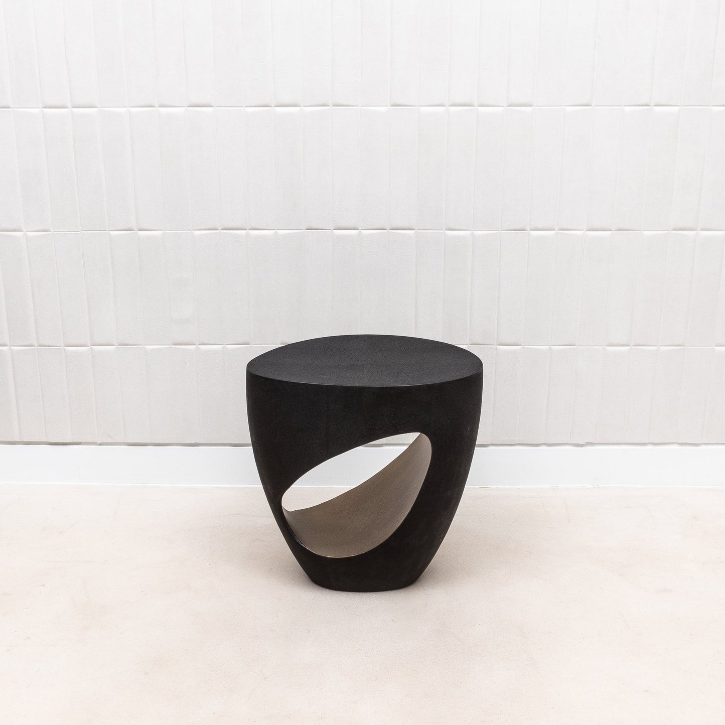 Stool in Black Shagreen with Brass by R&Y Augousti