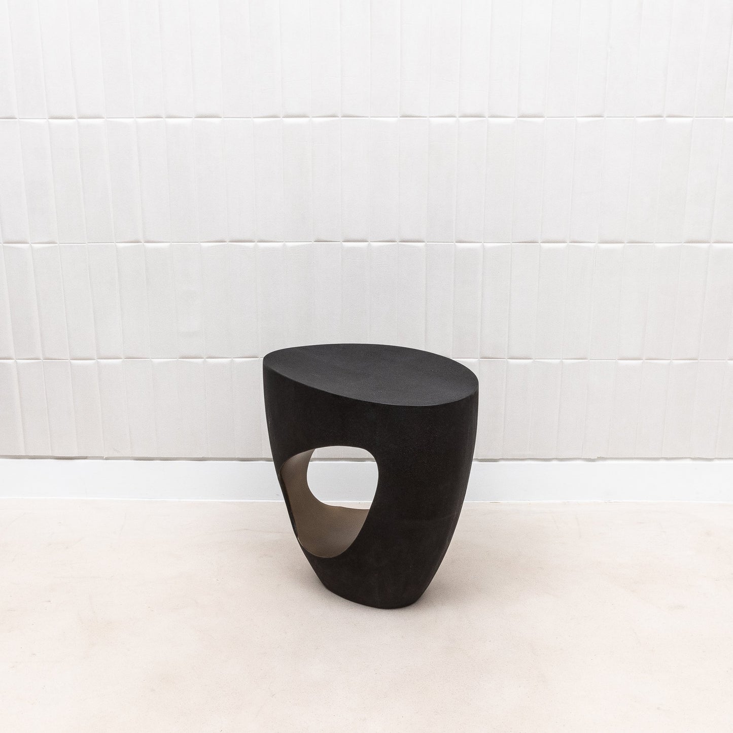 Stool in Black Shagreen with Brass by R&Y Augousti