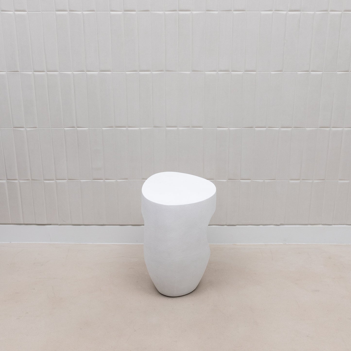 Stool in White Shagreen with Brass by R&Y Augousti