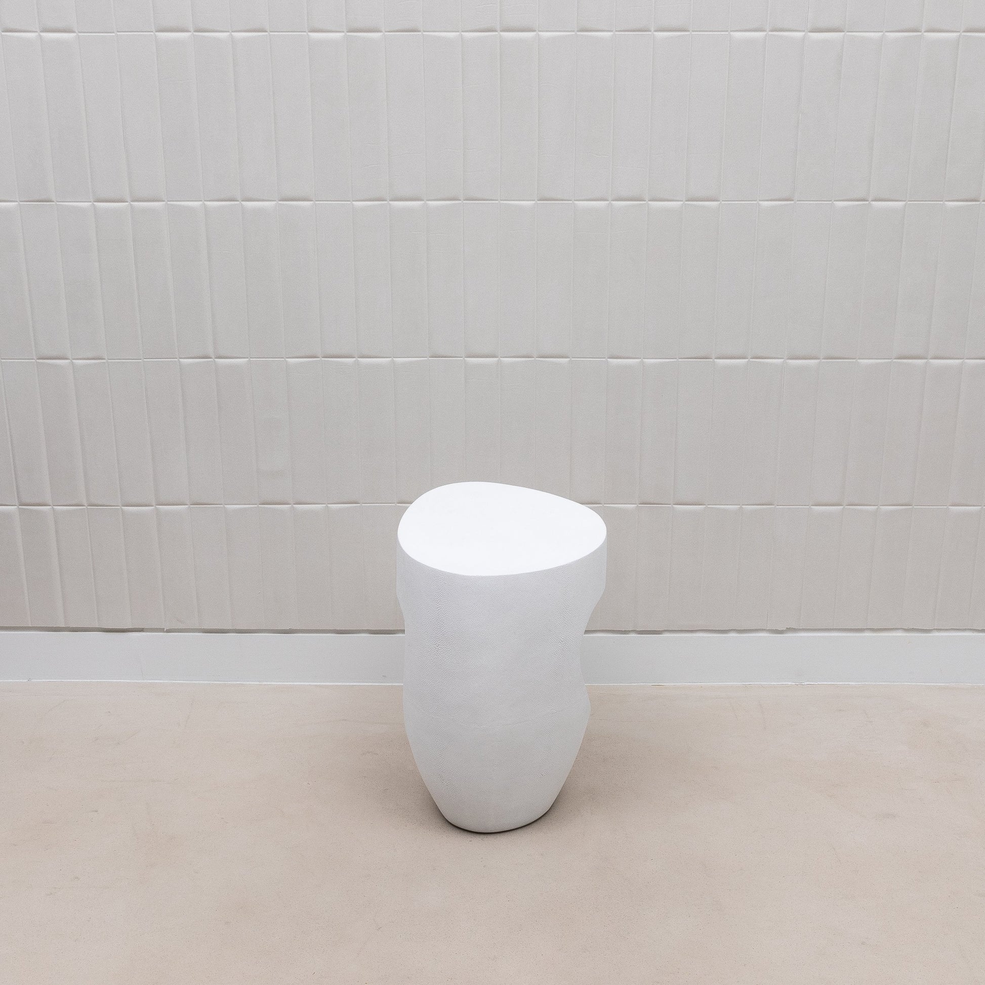 Stool in White Shagreen with Brass by R&Y Augousti