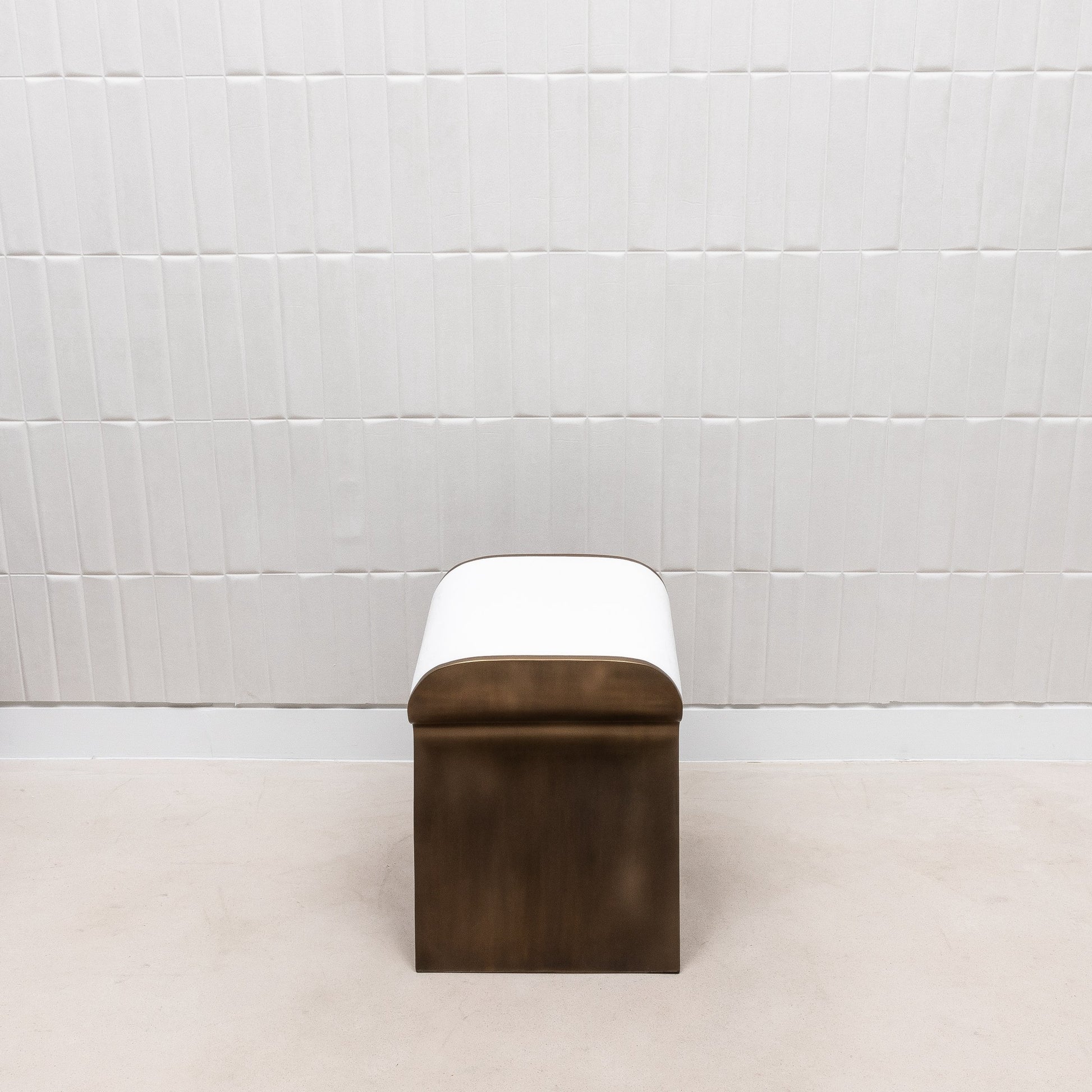 Stool in White Shagreen with Brass by Kifu Paris