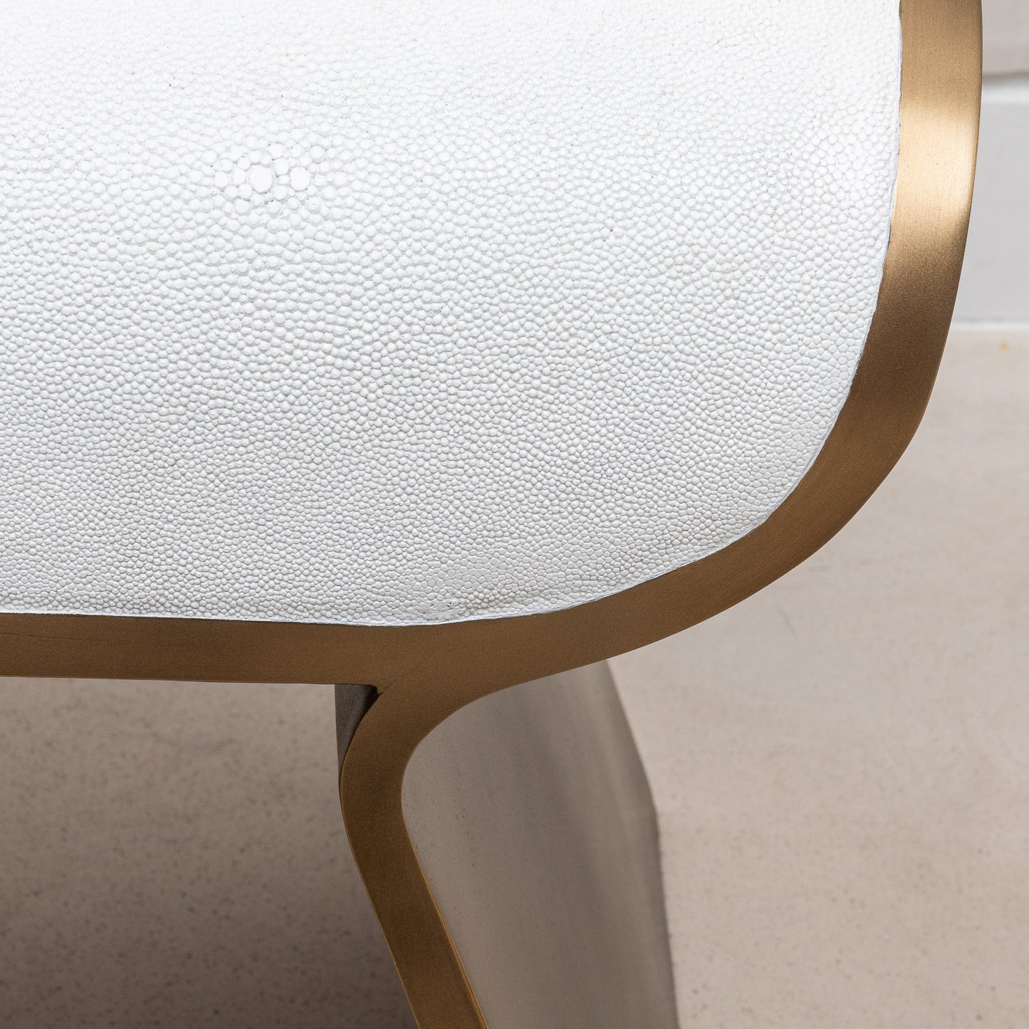 Stool in White Shagreen with Brass by Kifu Paris