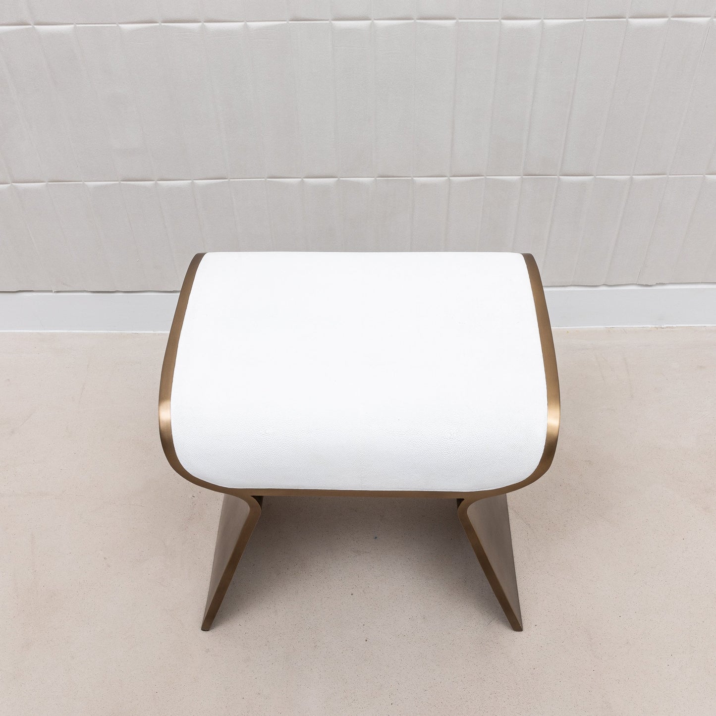 Stool in White Shagreen with Brass by Kifu Paris