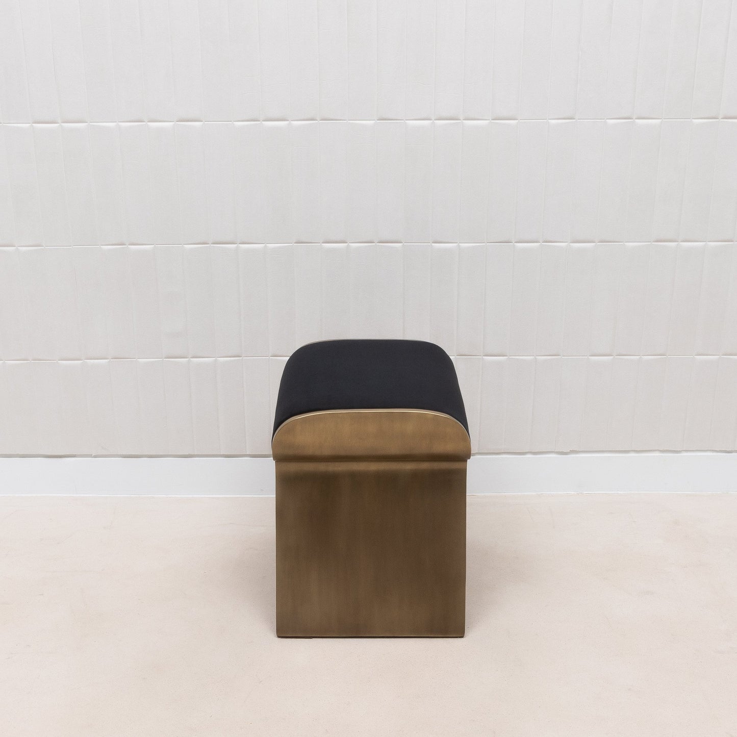 Black Velvet Upholstered Stool with Brass by Kifu Paris