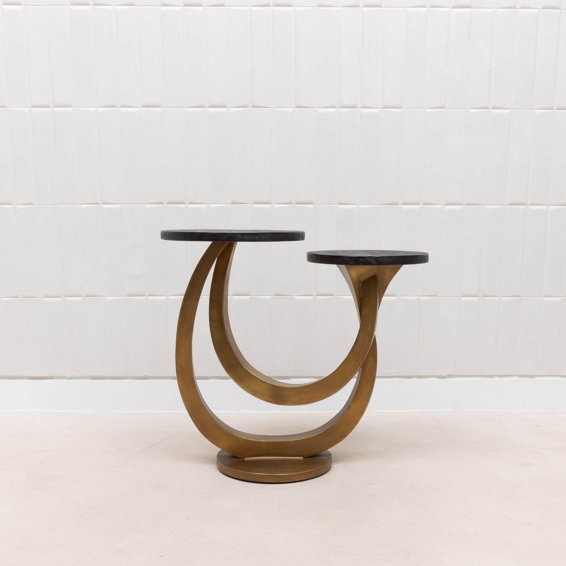 Side Table in Black Shagreen and Bronze Patina Brass by Kifu Paris