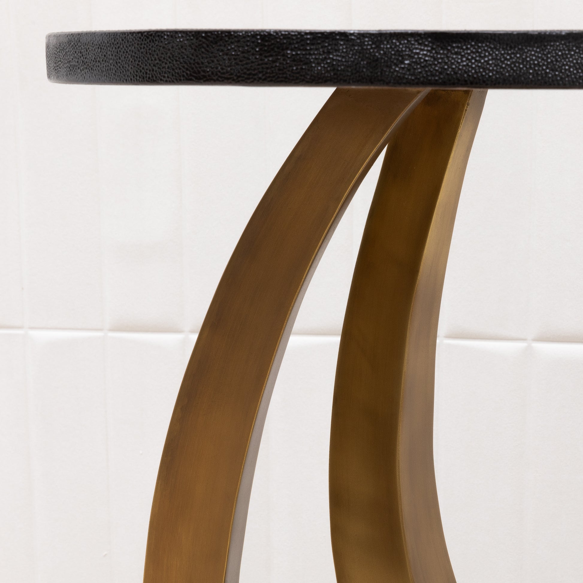 Side Table in Black Shagreen and Bronze Patina Brass by Kifu Paris