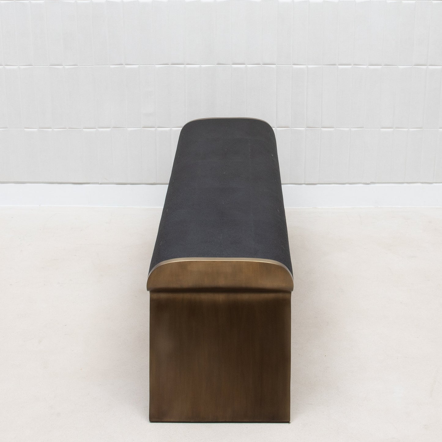 Dandy Bench in Black Shagreen with Brass by Kifu Paris